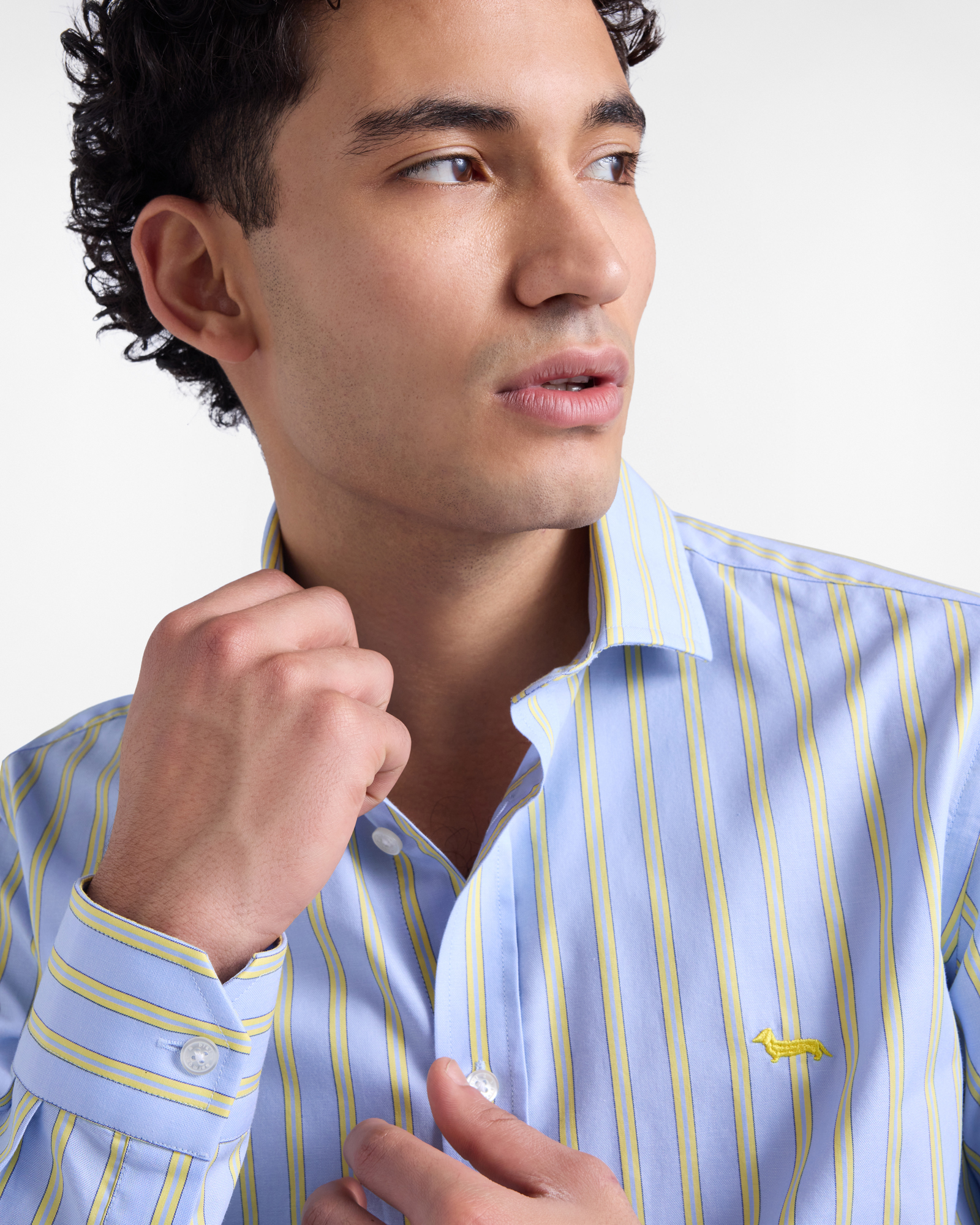 Narrow-fit striped shirt, Yellow, large image number 2