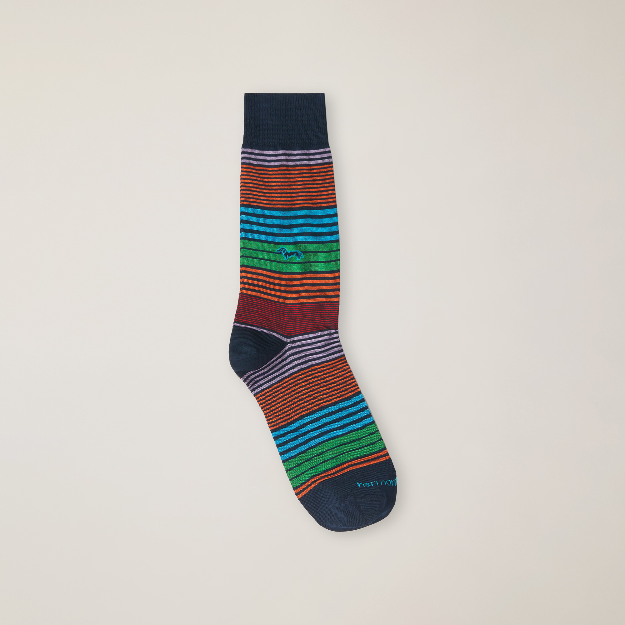 Kurze Socken Mit Mehrfarbigen Streifen, Blau, large image number 0