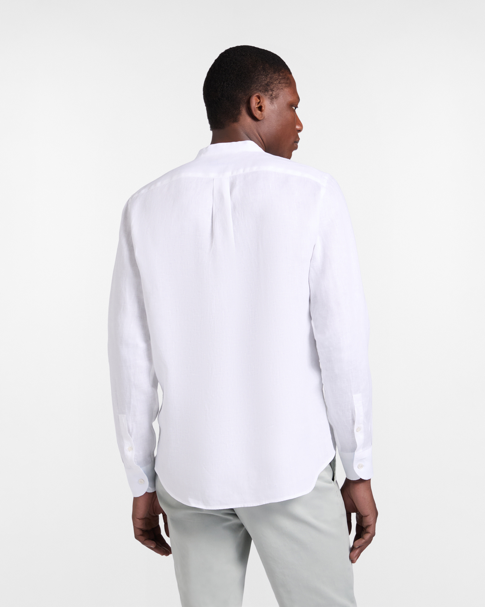 Linen shirt with mandarin collar, White, large image number 1