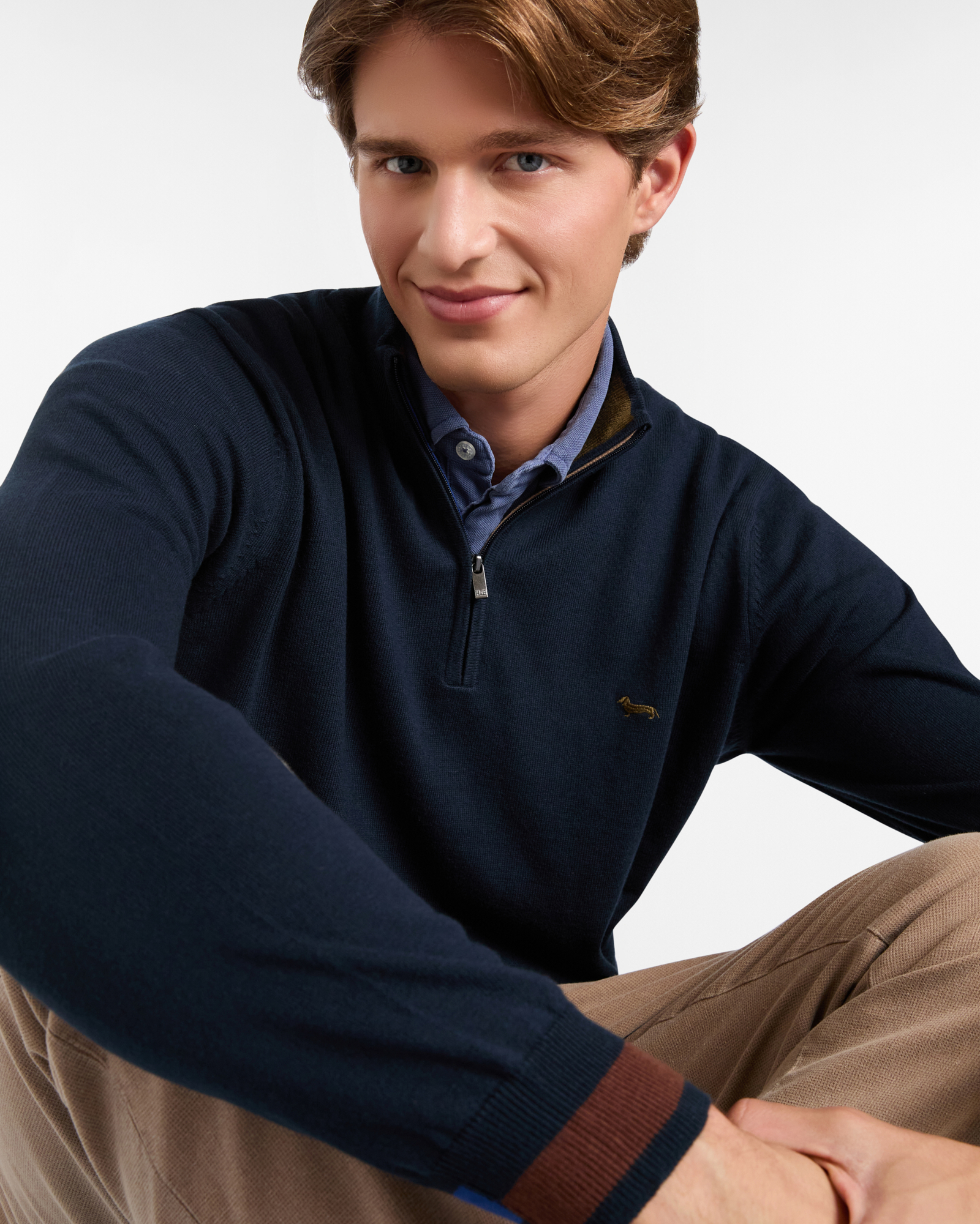 Pulóver Half Zip Color Block, Azul Navy, large image number 2