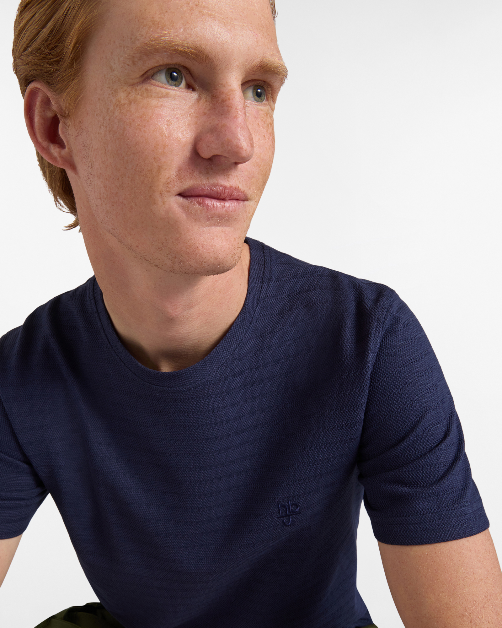 T‑shirt Uomo con Effetto Dobby Regular Fit, Blu scuro, large image number 2