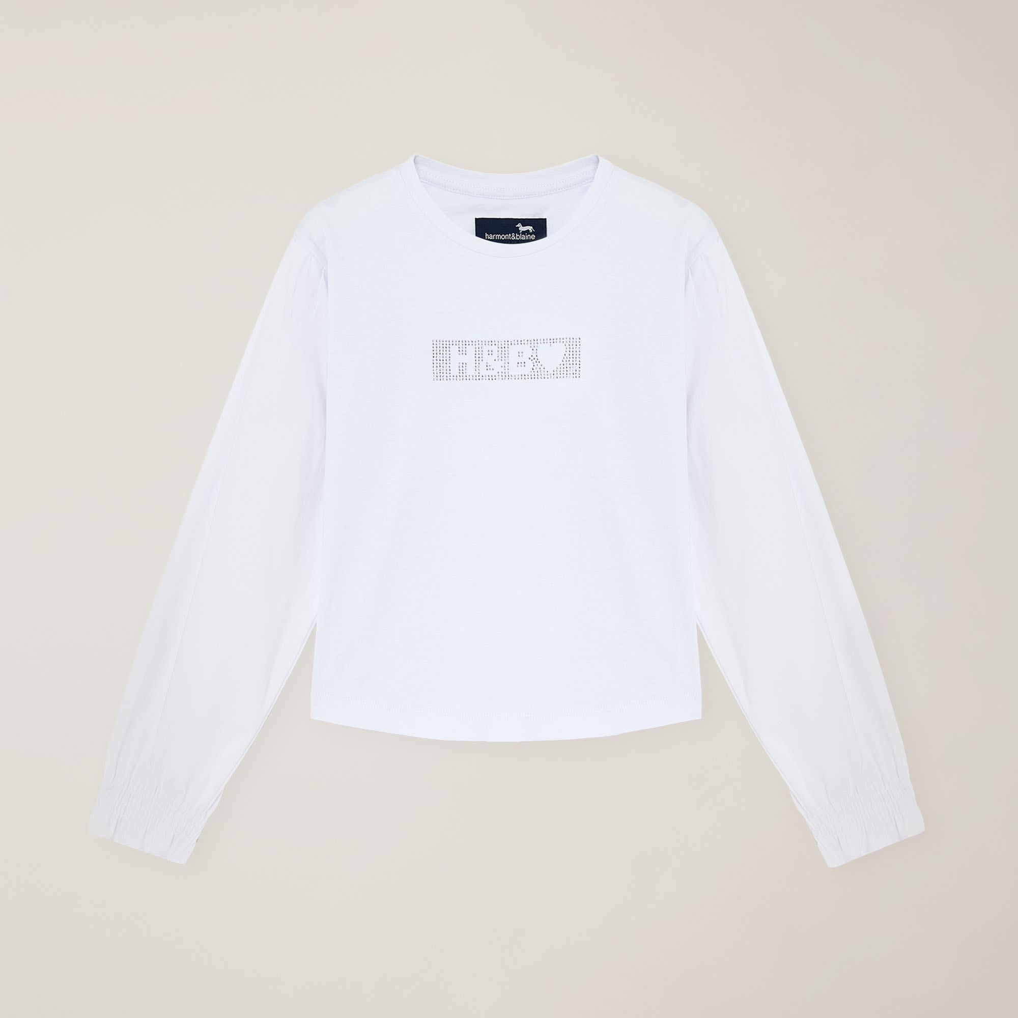 Jersey t-shirt with poplin sleeves, White, large image number 0
