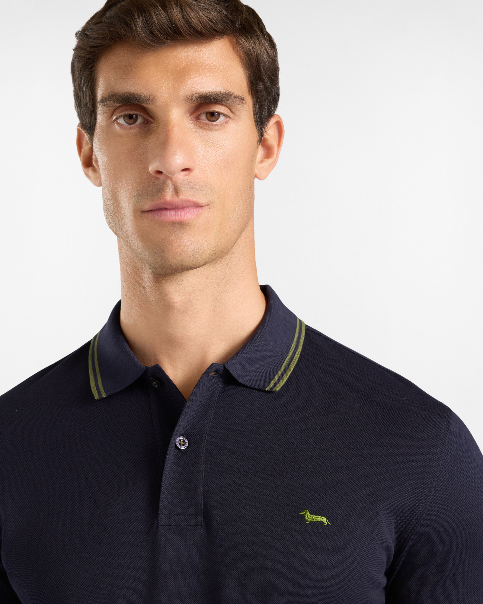 Men's long-sleeve 100% pure cotton piqu&eacute; polo shirt, NAVY BLUE, large image number 2
