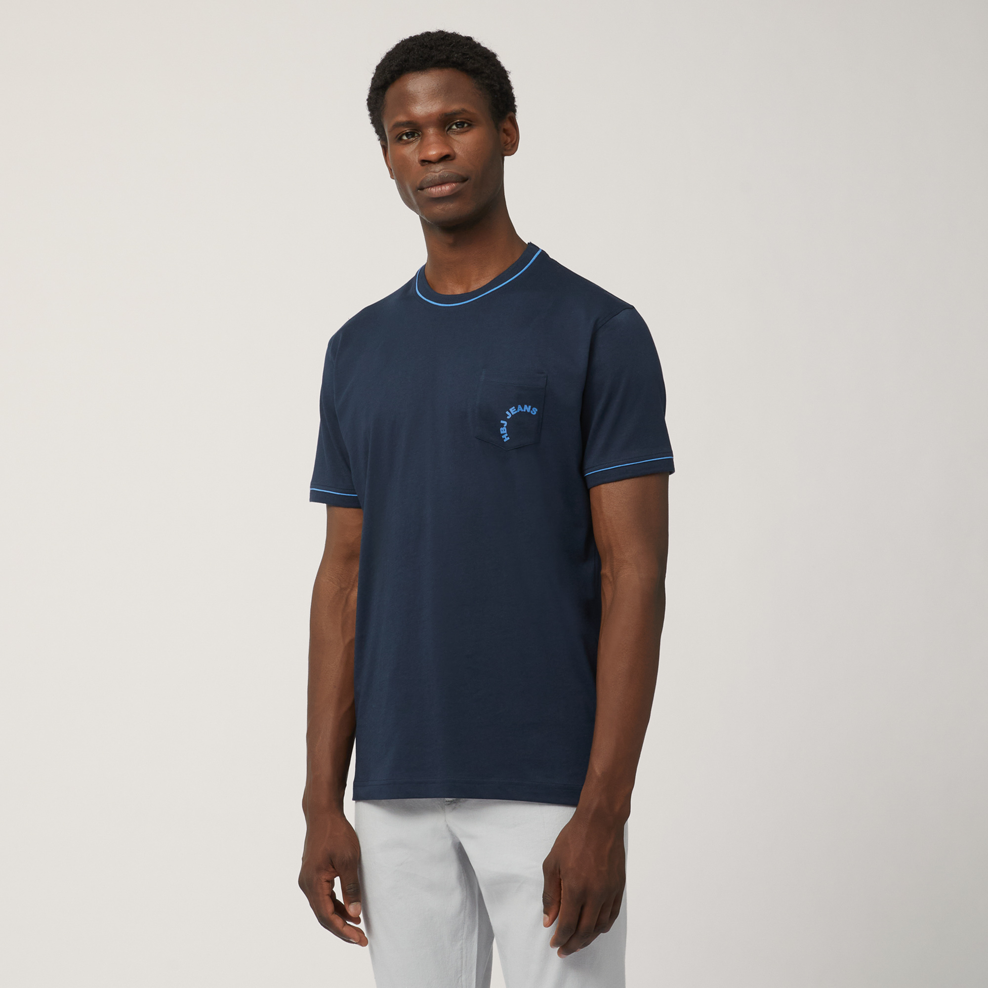 T-Shirt Con Taschino E Logo, Light Blue, large image number 0