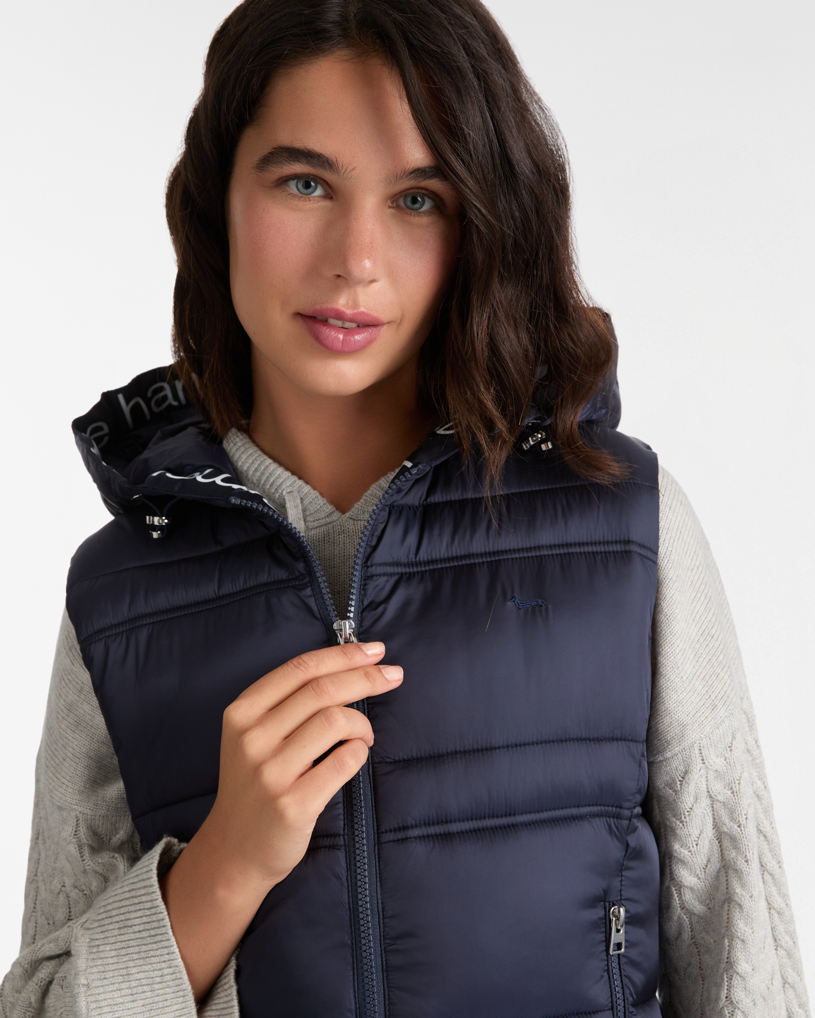 Gilet Imbottito Con Cappuccio, Blu Navy, large image number 2