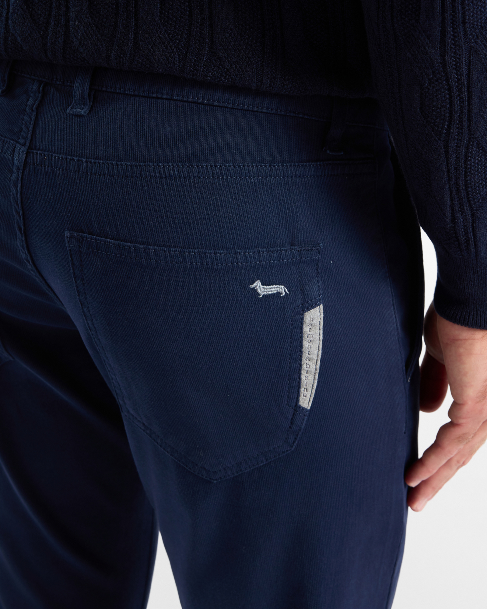Men&rsquo;s narrow-fit dark  stretch cotton 5-pocket trousers Made in Italy, NAVY BLUE, large image number 2