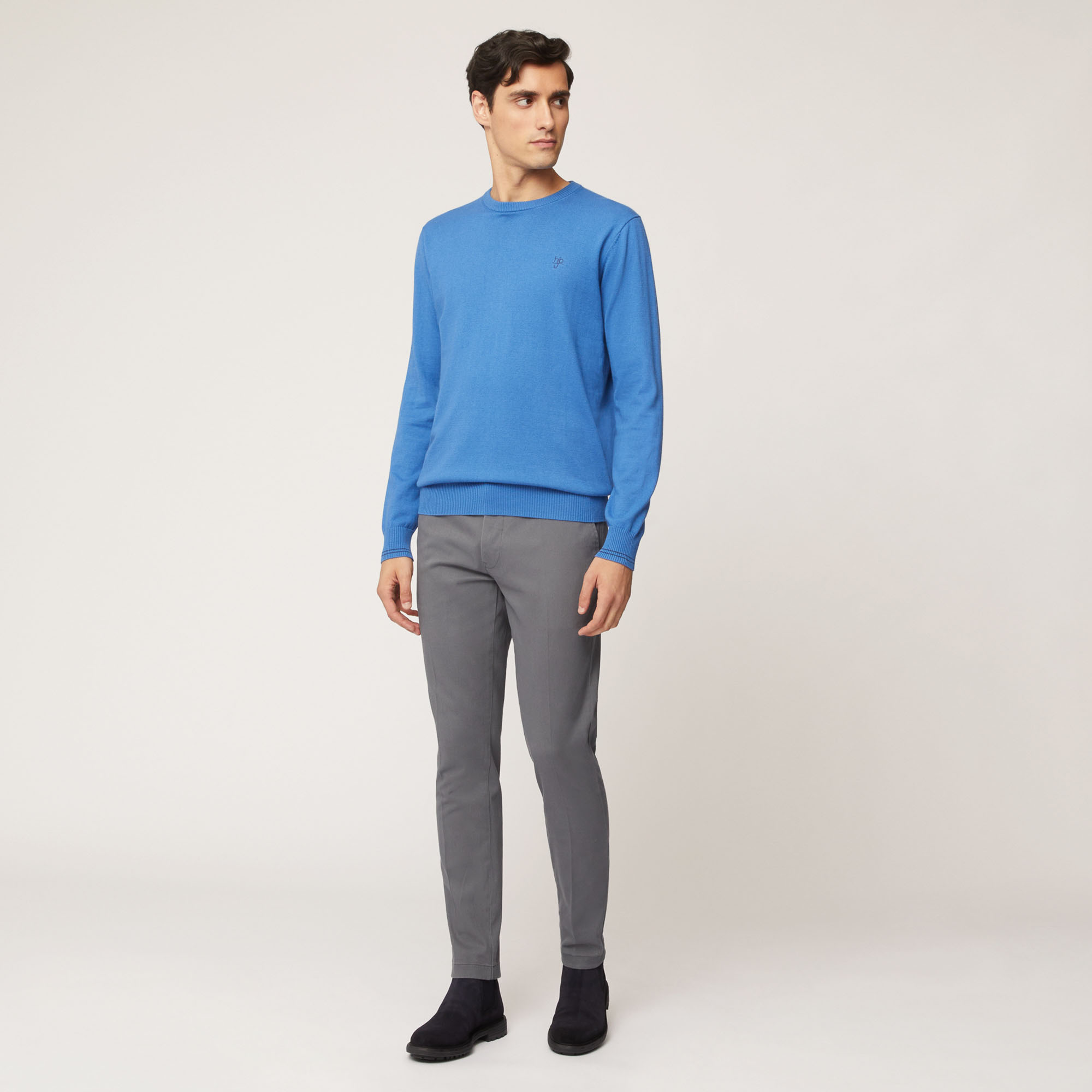 Pantalone Chino Narrow In Twill Pesante Di Cotone , Grigio, large image number 3