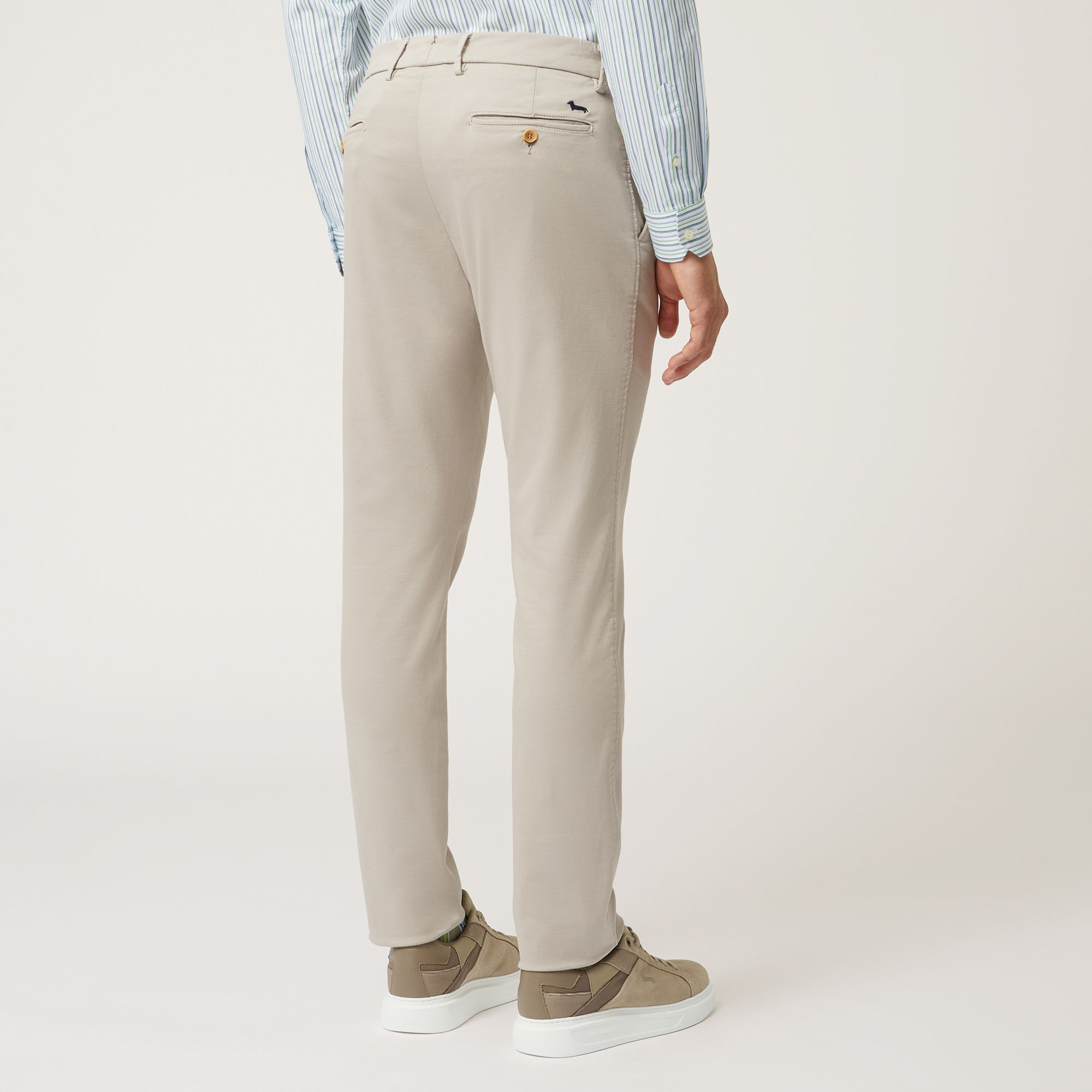 Pantalone Chino Narrow Fit In Tessuto Coolmax, Beige, large
