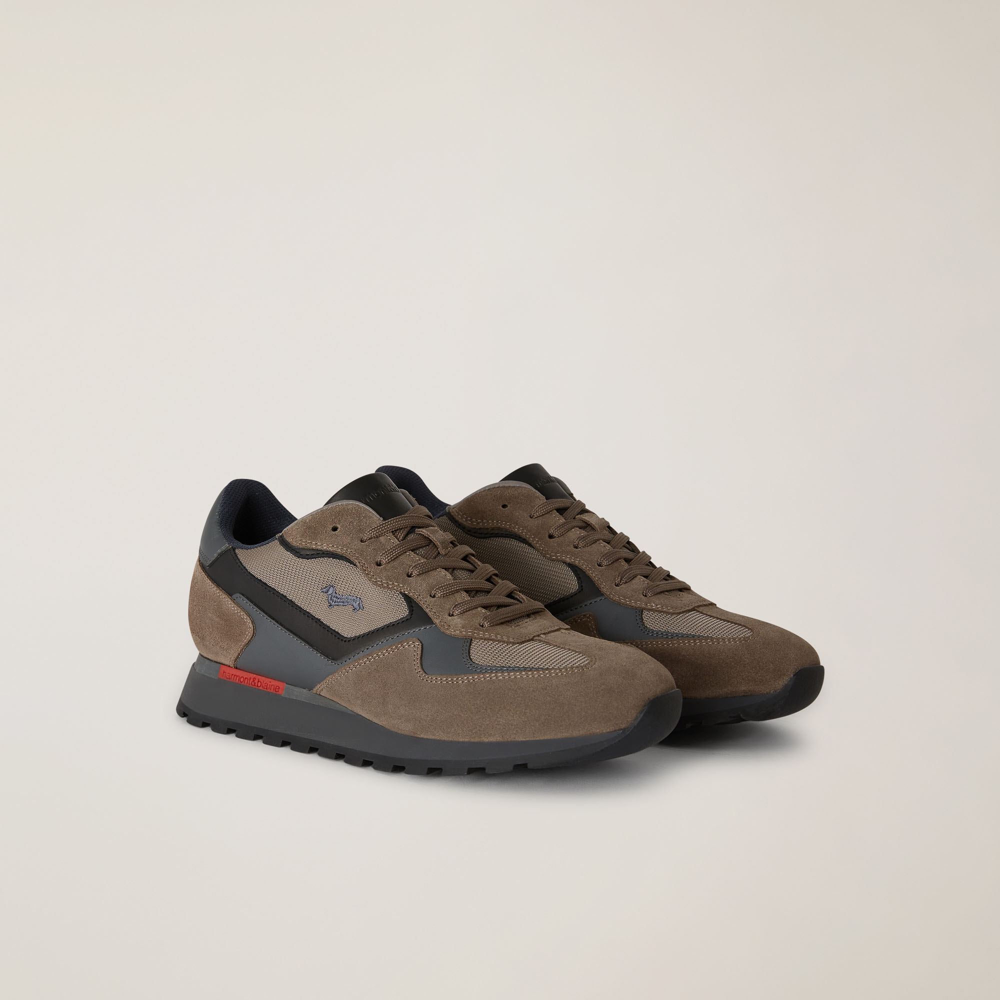 Zapatilla Estilo Running En Mezcla De Materiales Con Aplicaciones A Contraste, Beige/Gris, large image number 1