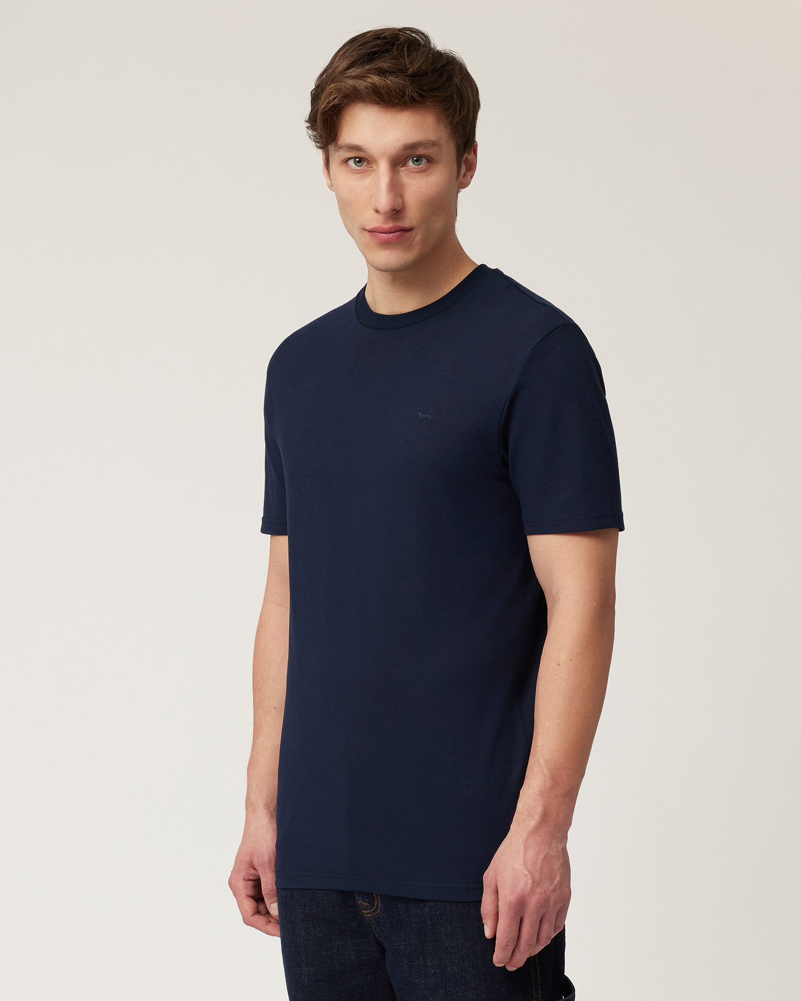T-Shirt in jersey crêpe, Blu Navy, large