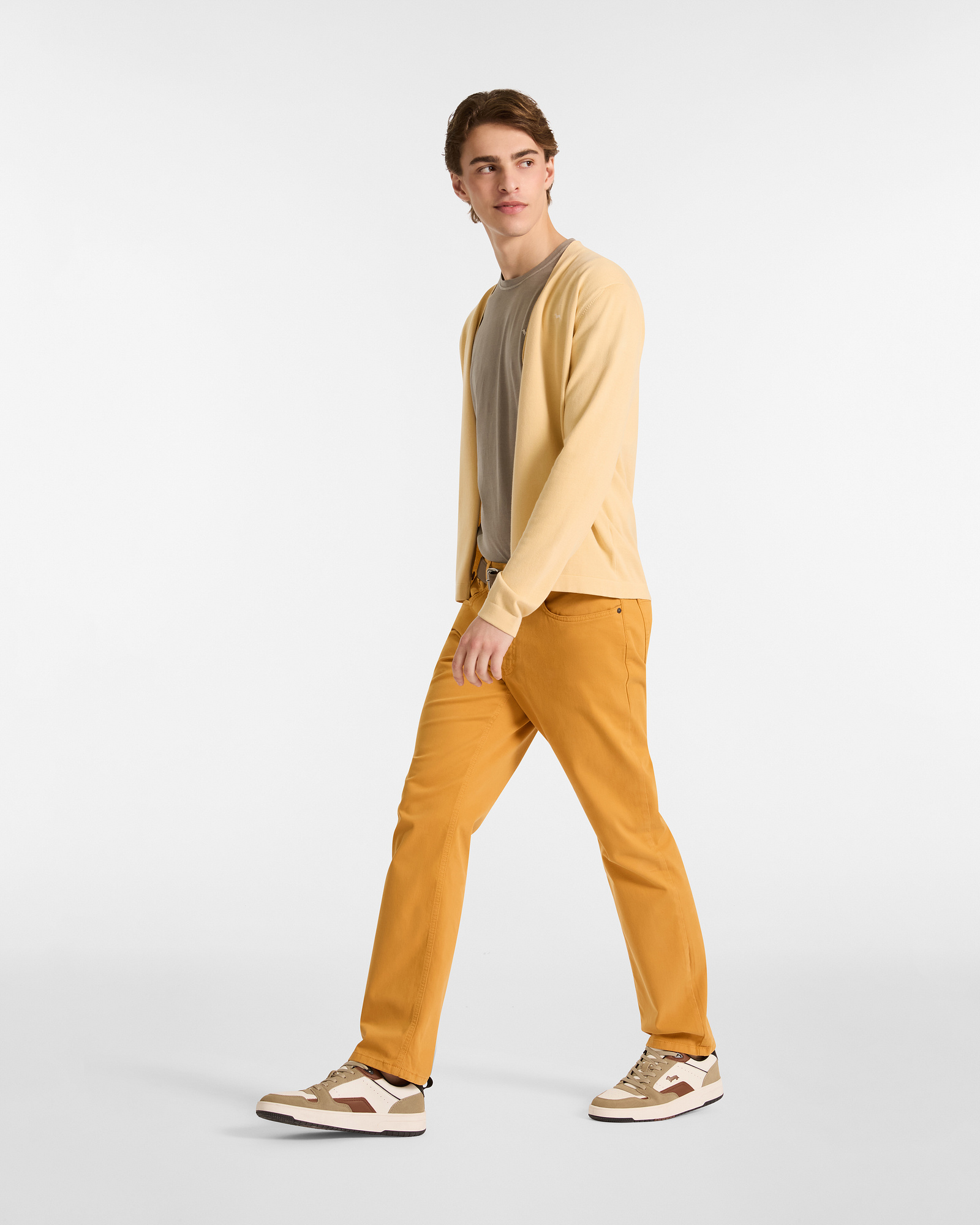 Regular Fit Gabardine Pants, Mustard, large image number 3