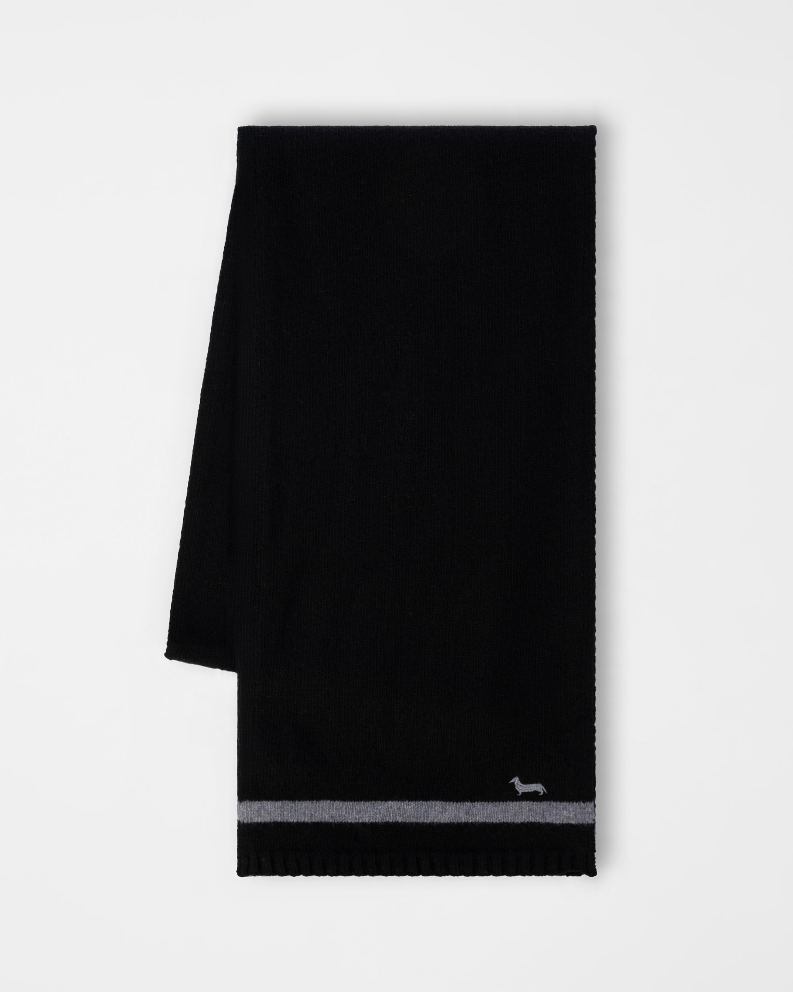 Men&rsquo;s wool and cashmere blend scarf with black embroidery