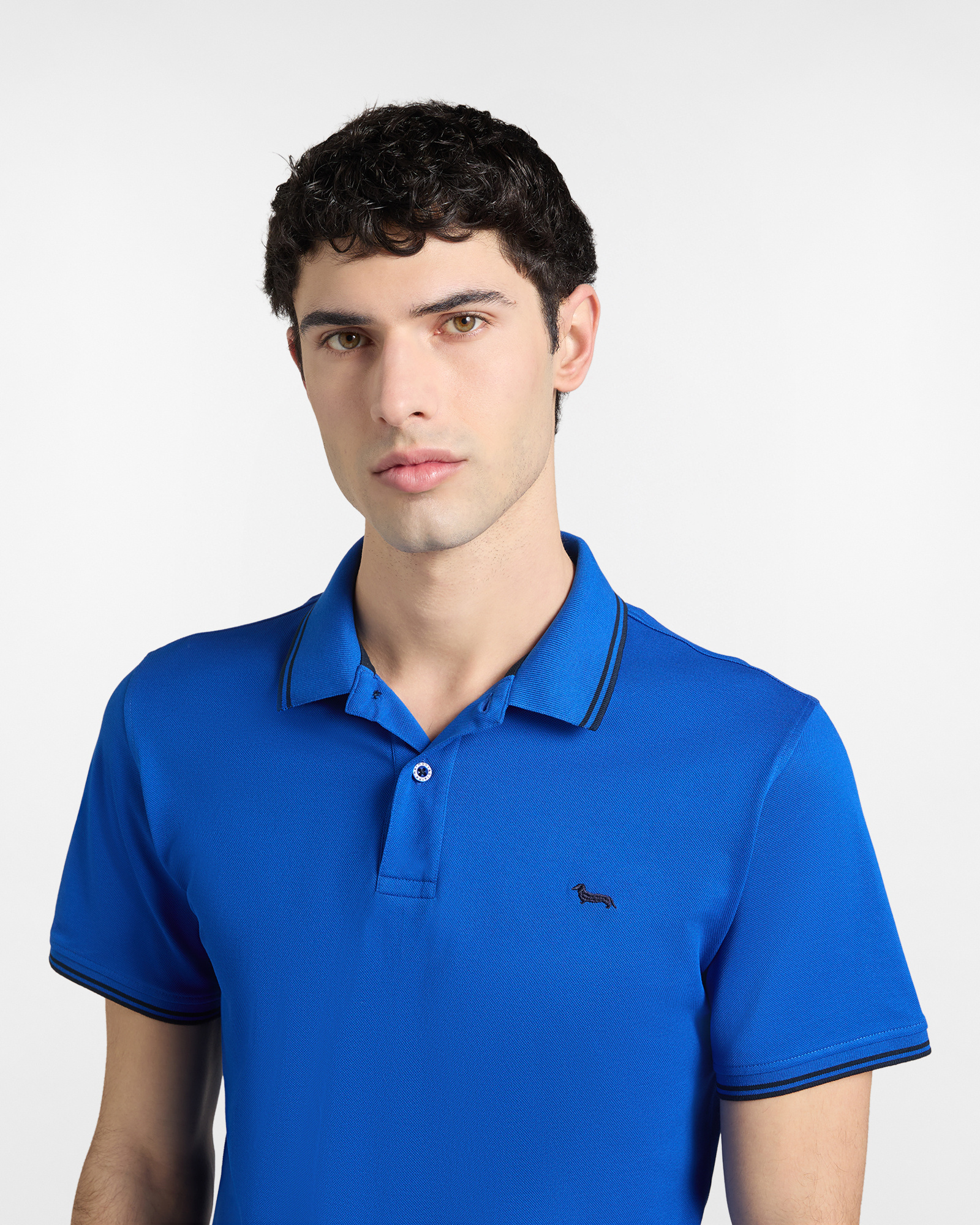 Polo de hombre con detalles de rayas en contraste, Azul, large image number 2