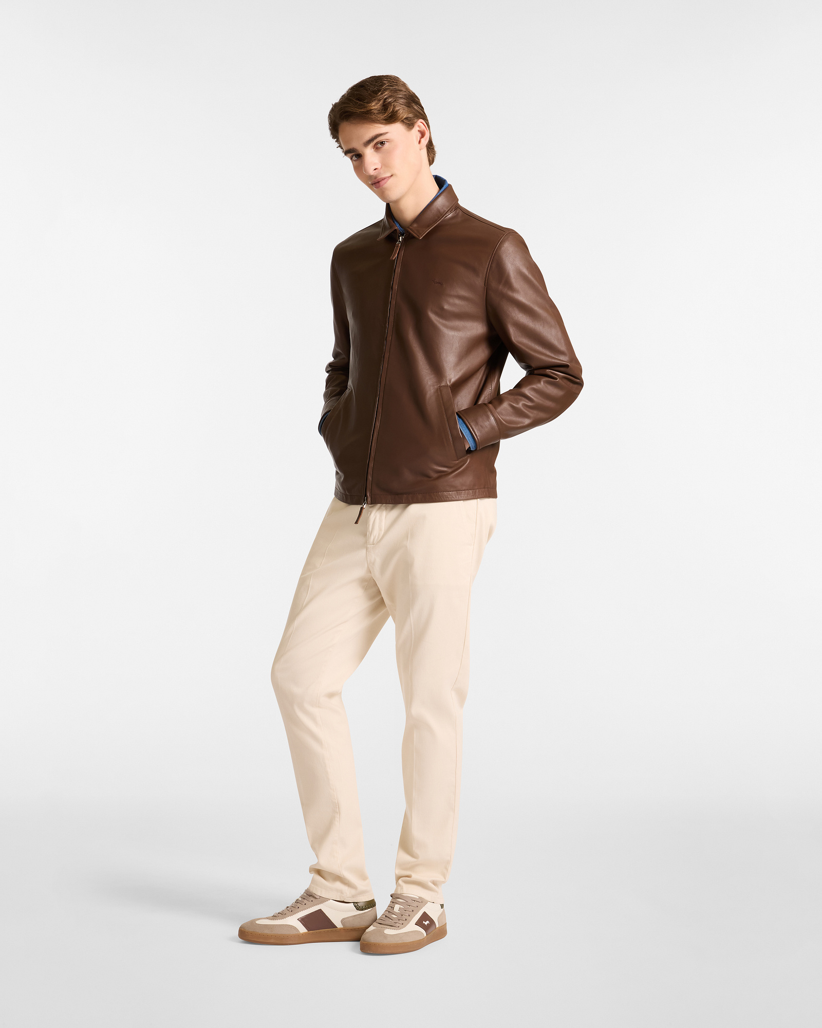 Leather Bomber Jacket with Zip, Sienna, large image number 3
