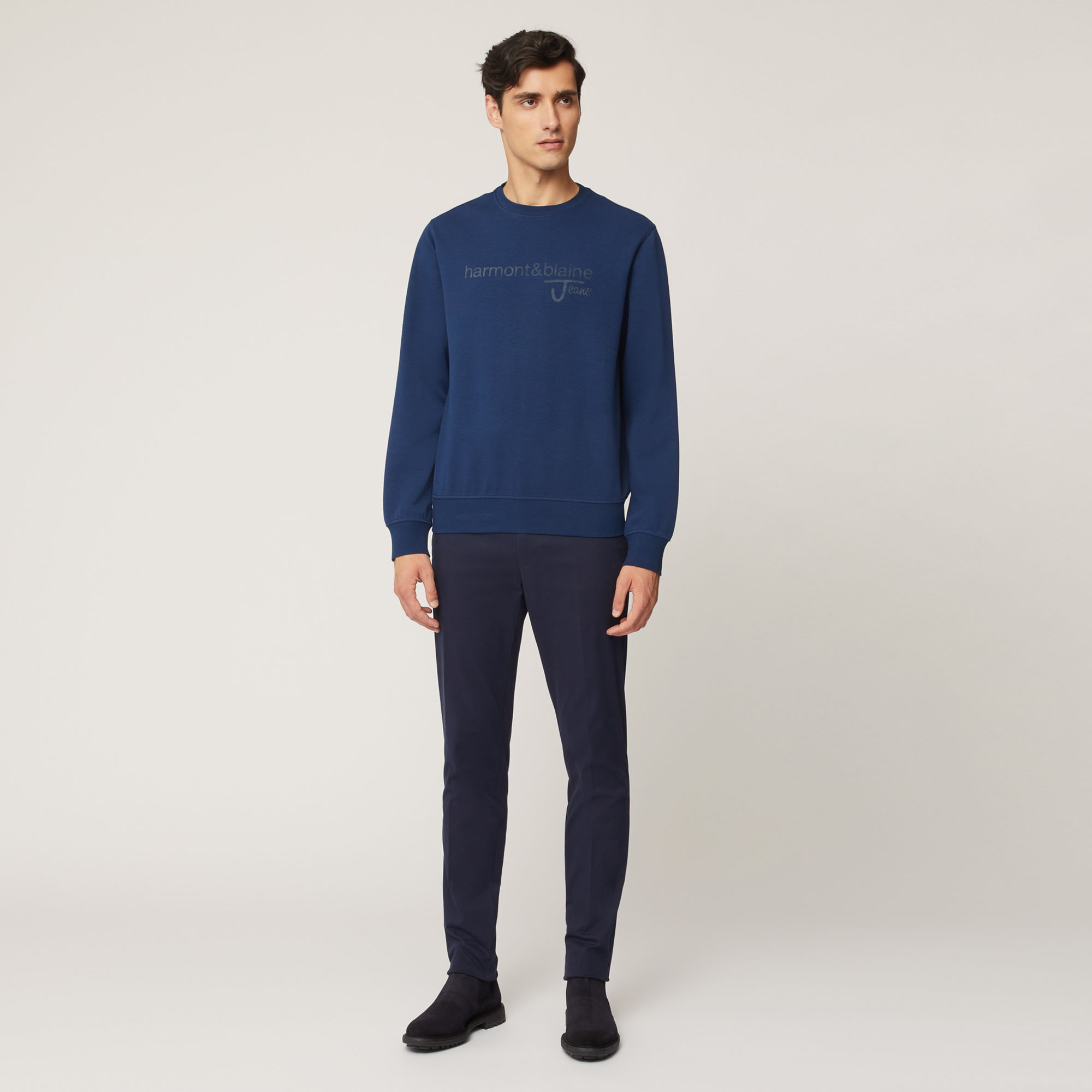 Felpa Girocollo Con Lettering, Blu, large image number 3