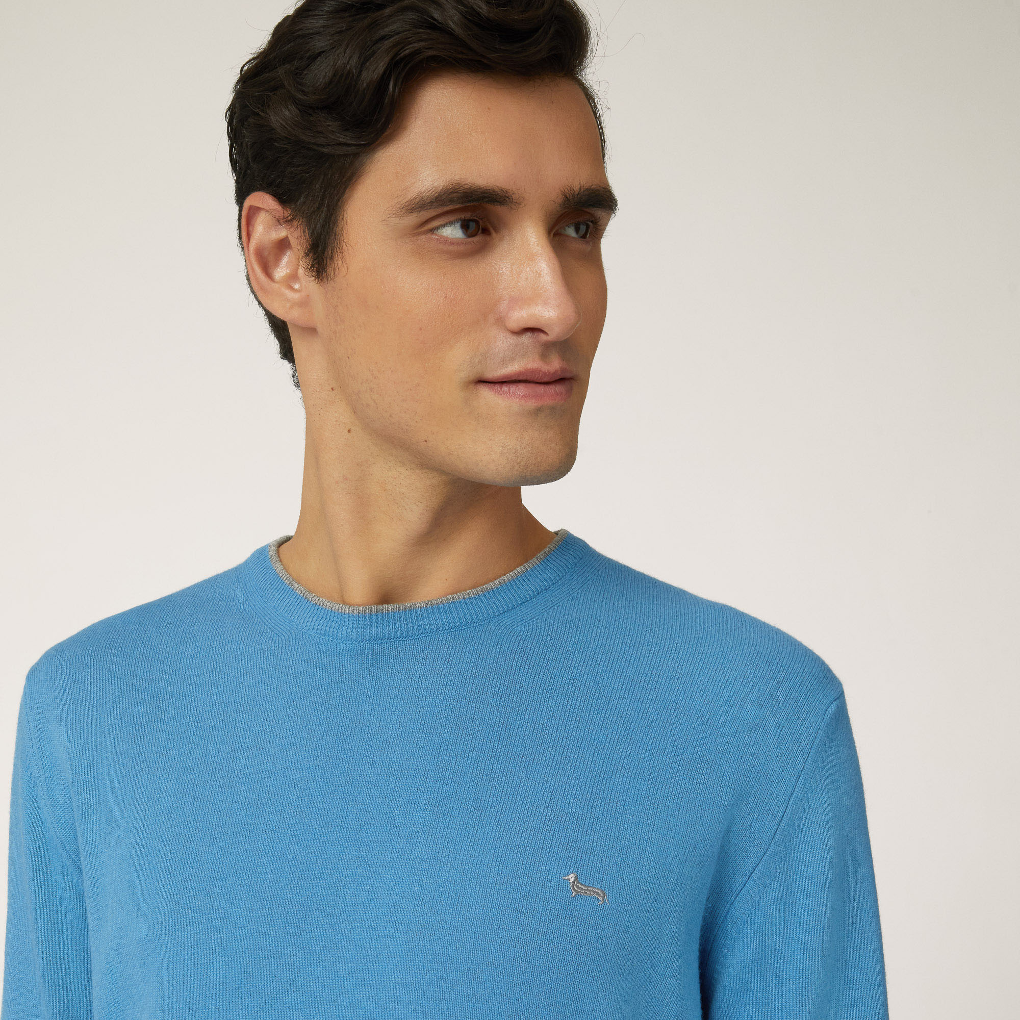 Jersey De Cuello Redondo De Lana Y Viscosa, Azul, large image number 2