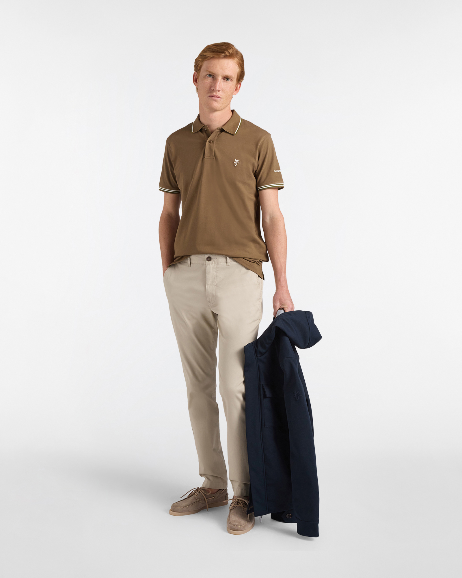 Polo uomo narrow fit con doppio logo, Marrone chiaro, large image number 3