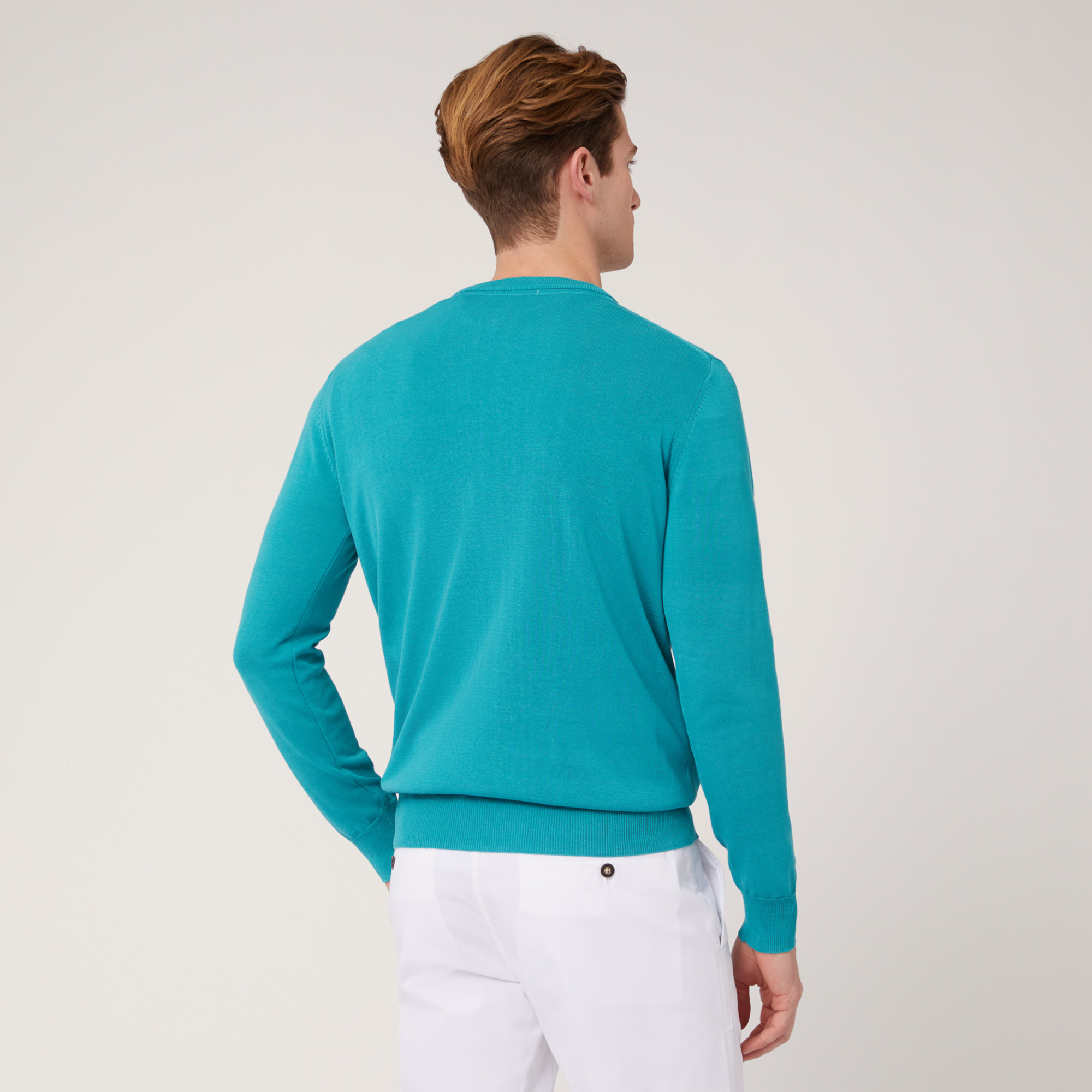 Pullover Girocollo In Cotone, Verde, large image number 1