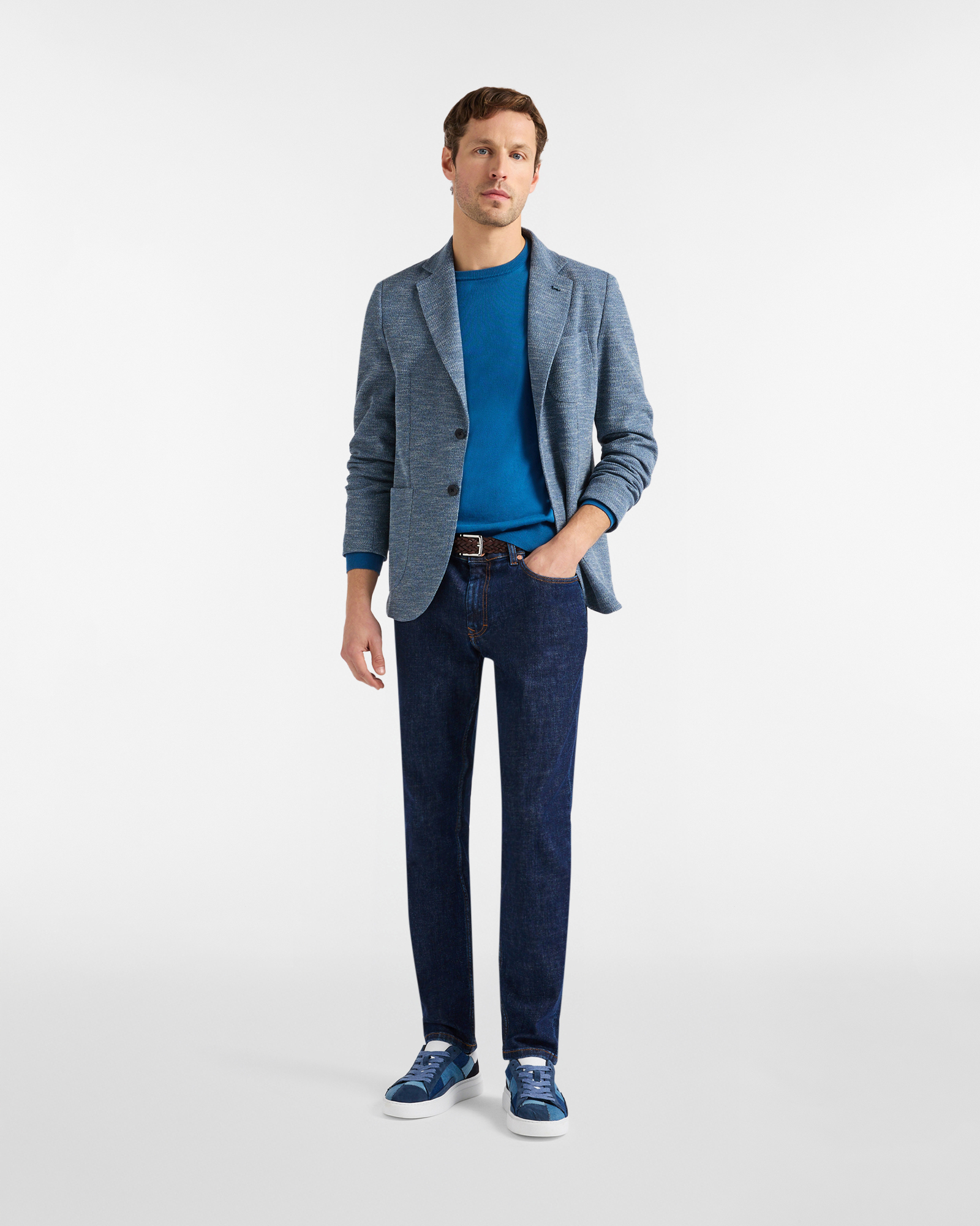 Cardigan jacket in jersey, Blue, large image number 3