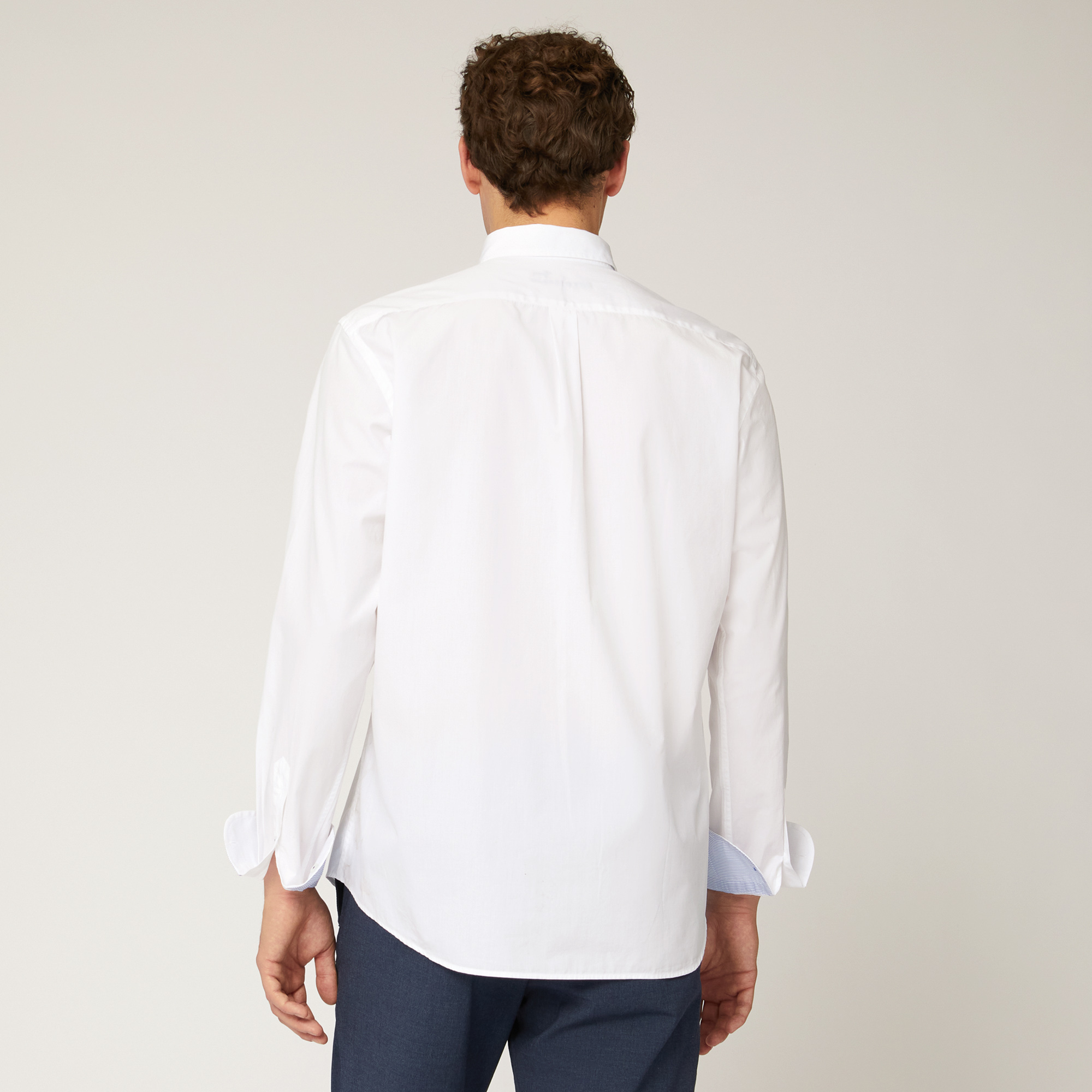 Cotton Shirt with Contrasting Squares, White, large image number 1