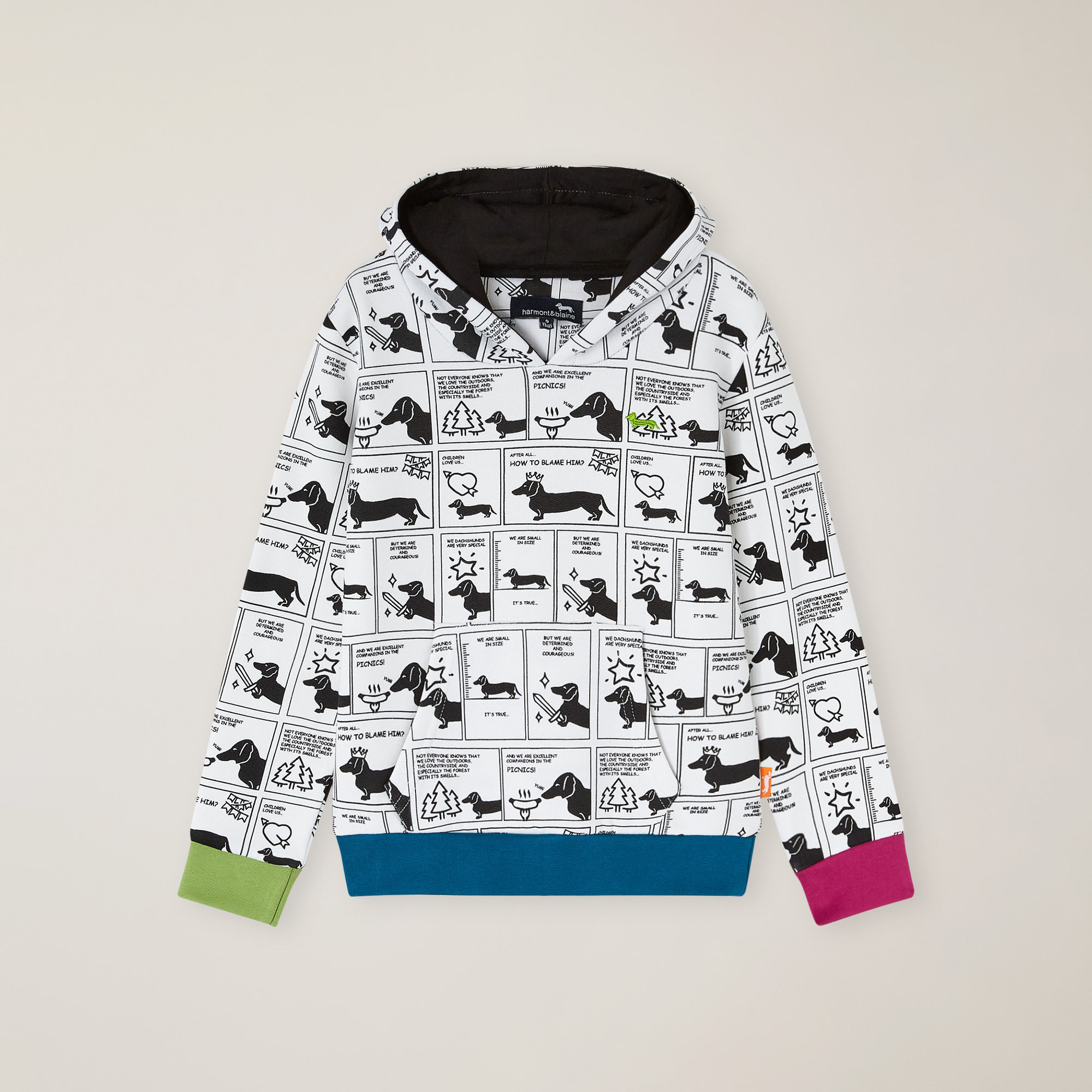 Sudadera con estampado de cómic, Blanco, large image number 0