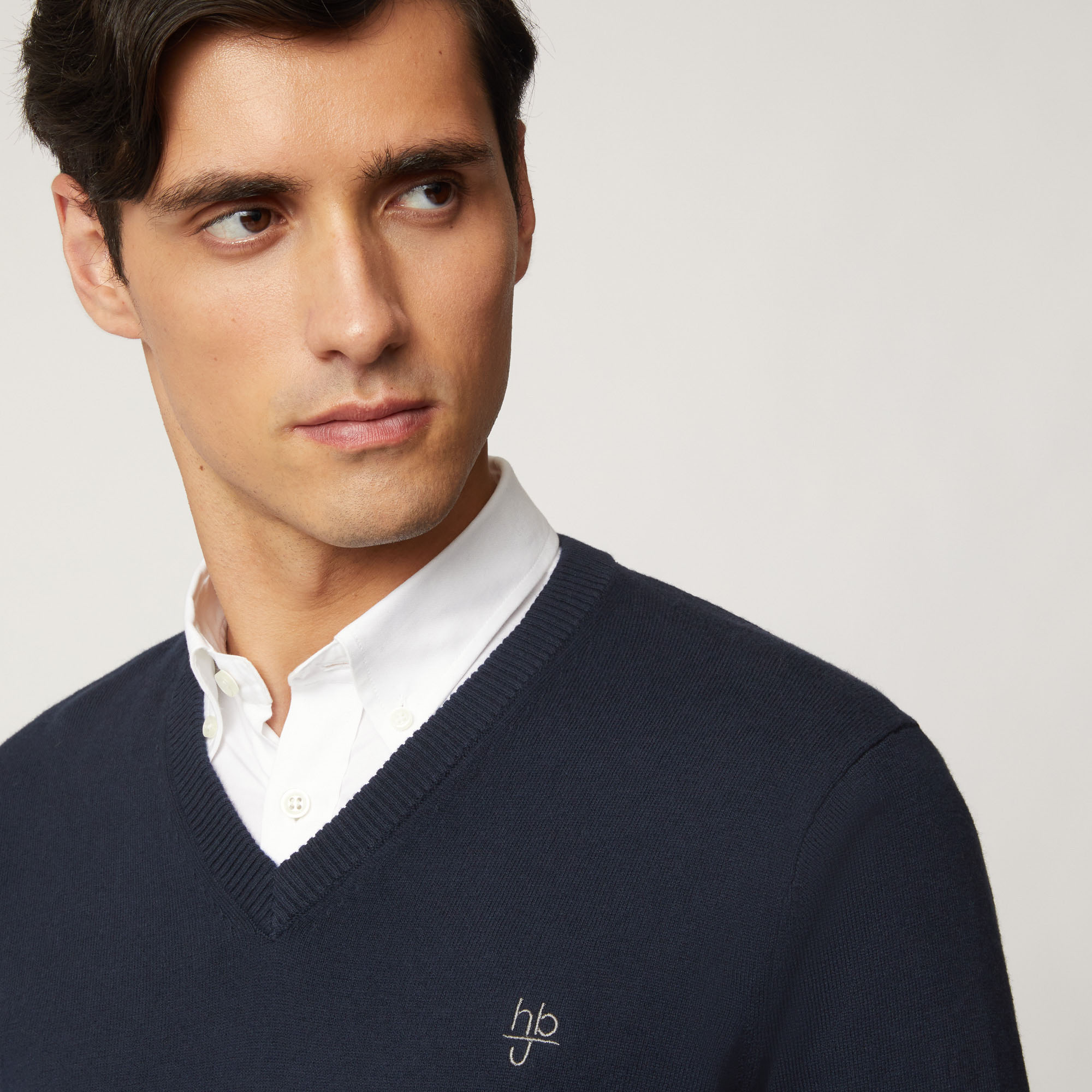 Pullover Con Scollo A V E Dettagli A Contrasto, Light Blue, large image number 2