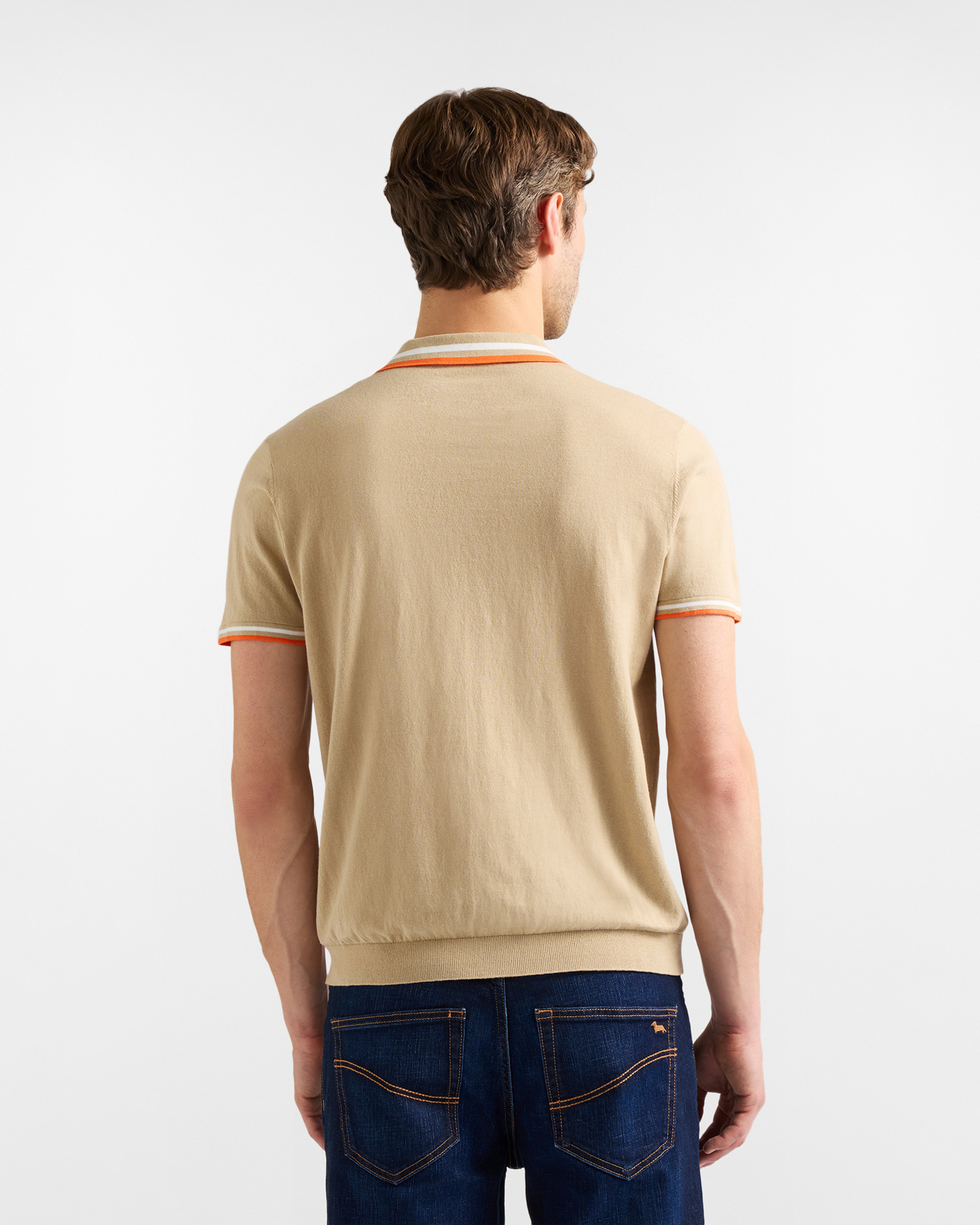 Knit polo shirt with zip