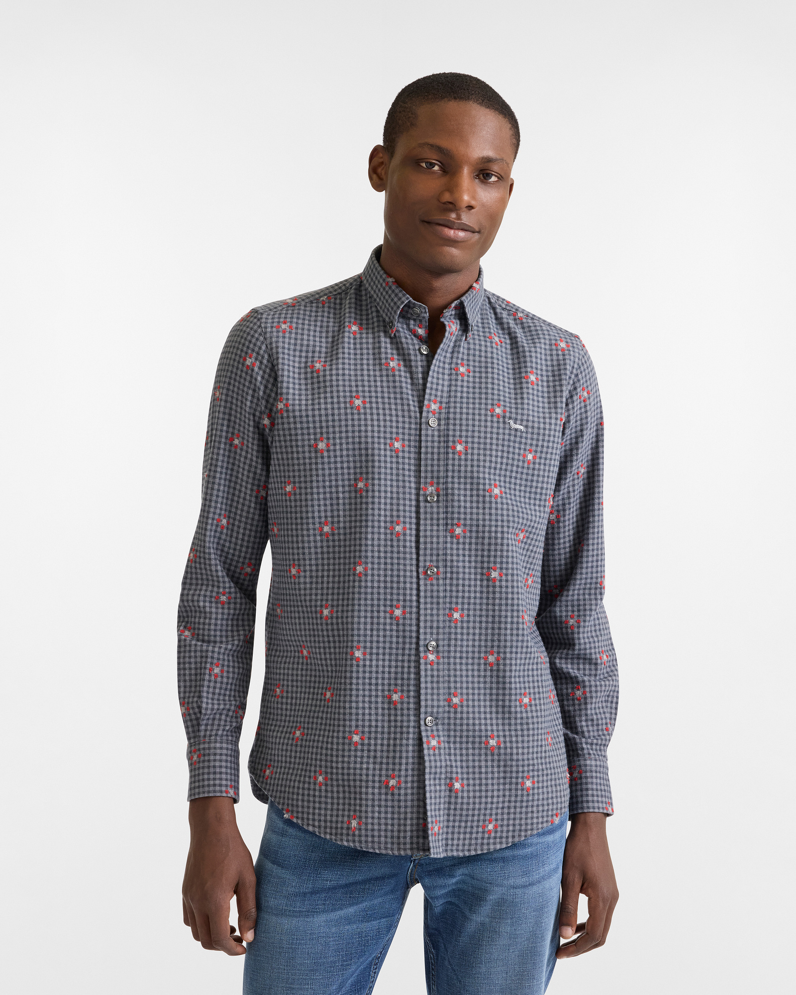 Camisa de Algodón Oxford con Motivo Fil Coupé
