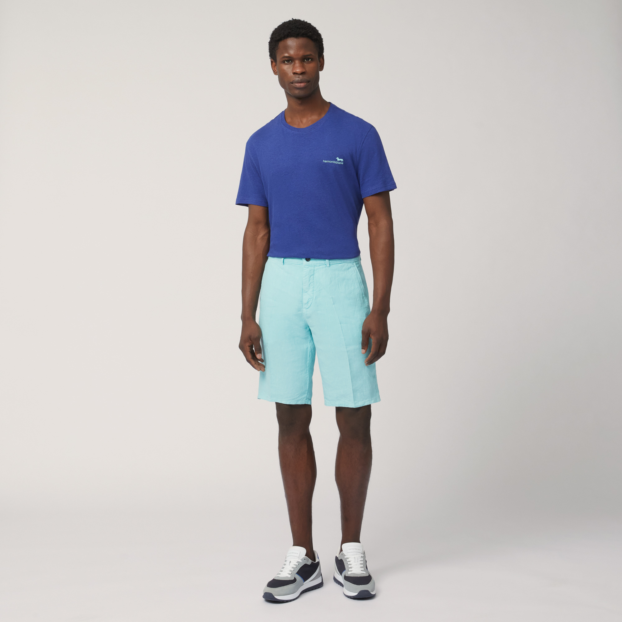 Linen Bermuda Shorts, Light Blue, large image number 3