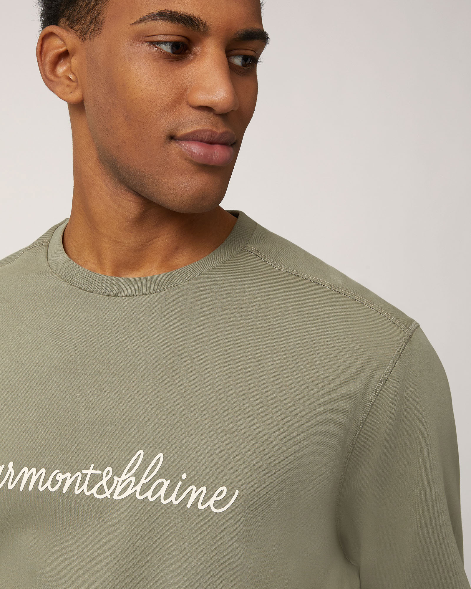 Cotton Sweatshirt with Lettering, Military Green, large image number 2