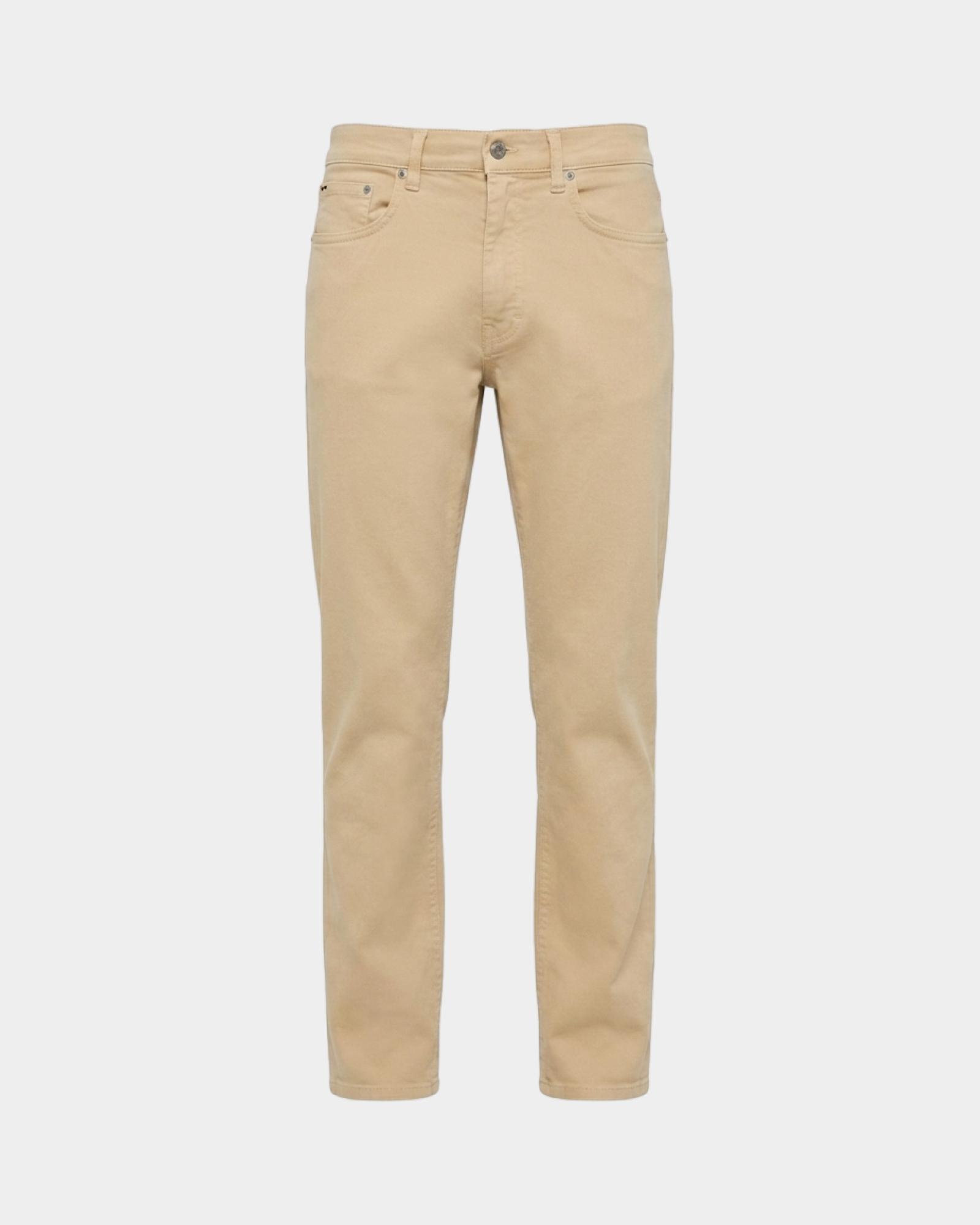Men&rsquo;s regular-fit  stretch cotton 5-pocket trousers, BEIGE, large
