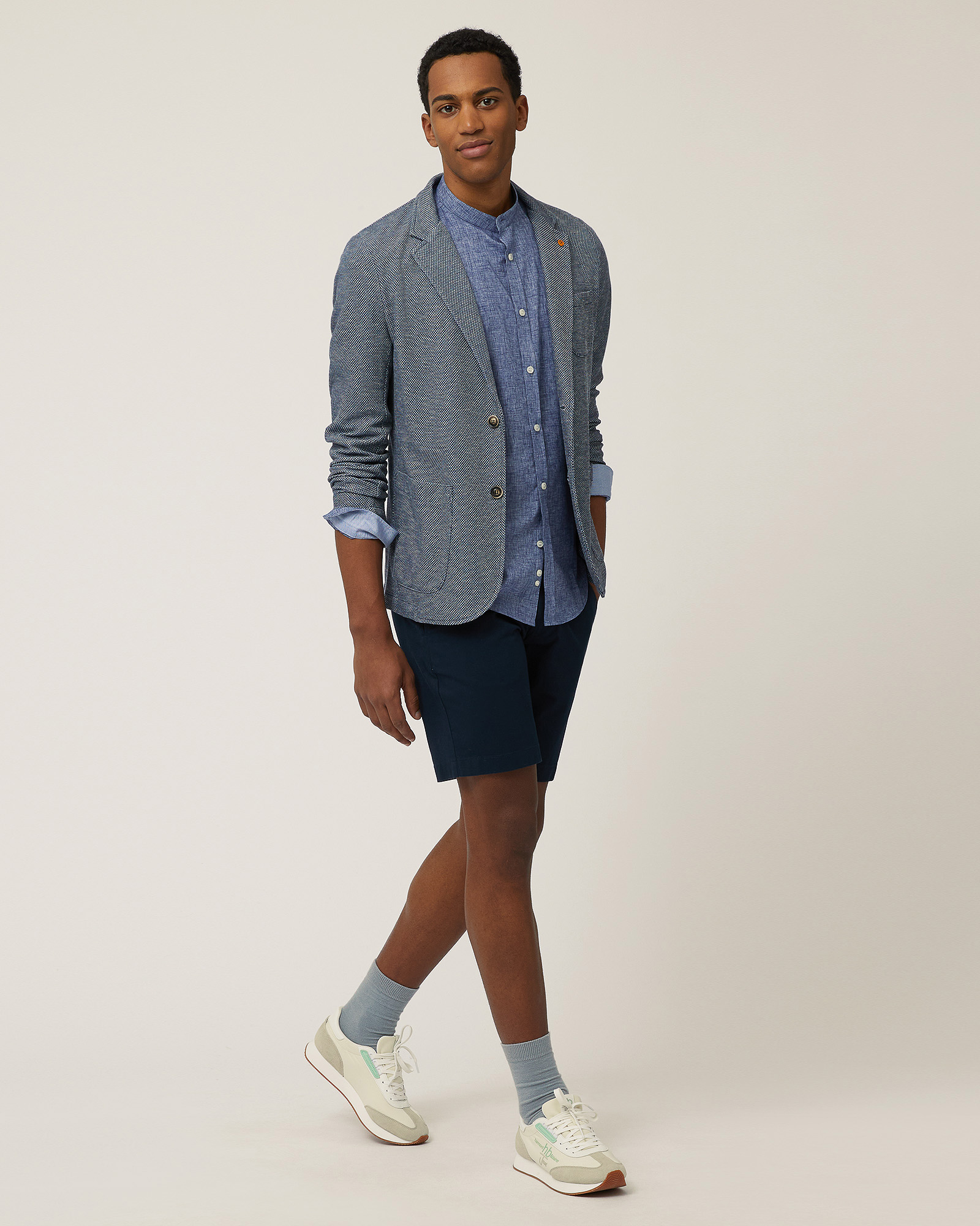 Cotton Blend Jersey Jacket, Dark Blue, large image number 3