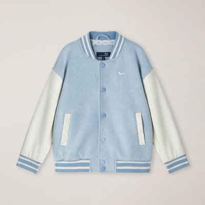 Faux leather bomber jacket with logo, PALE SKY BLUE, large image number 0