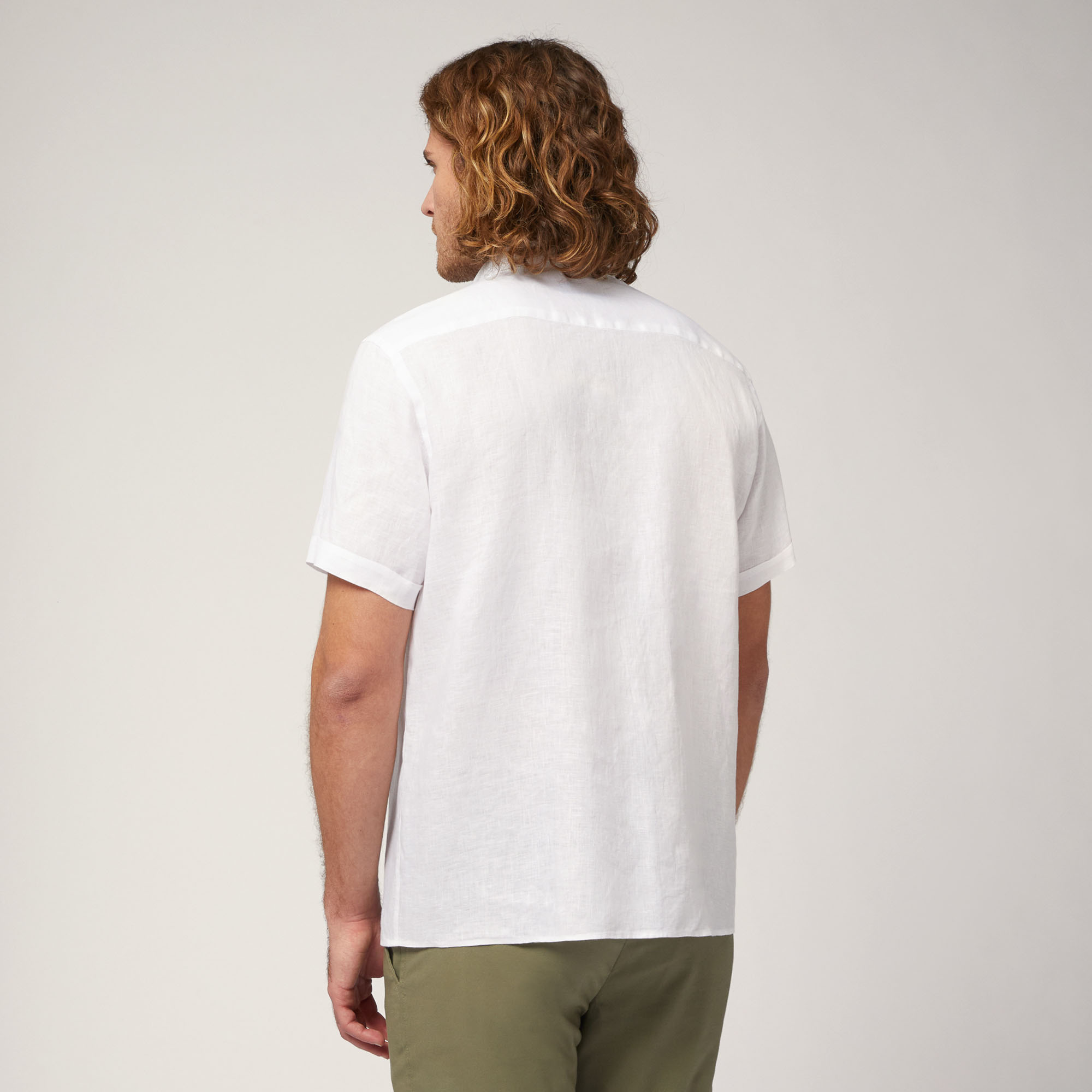 Linen Short-Sleeved Shirt, White, large image number 1
