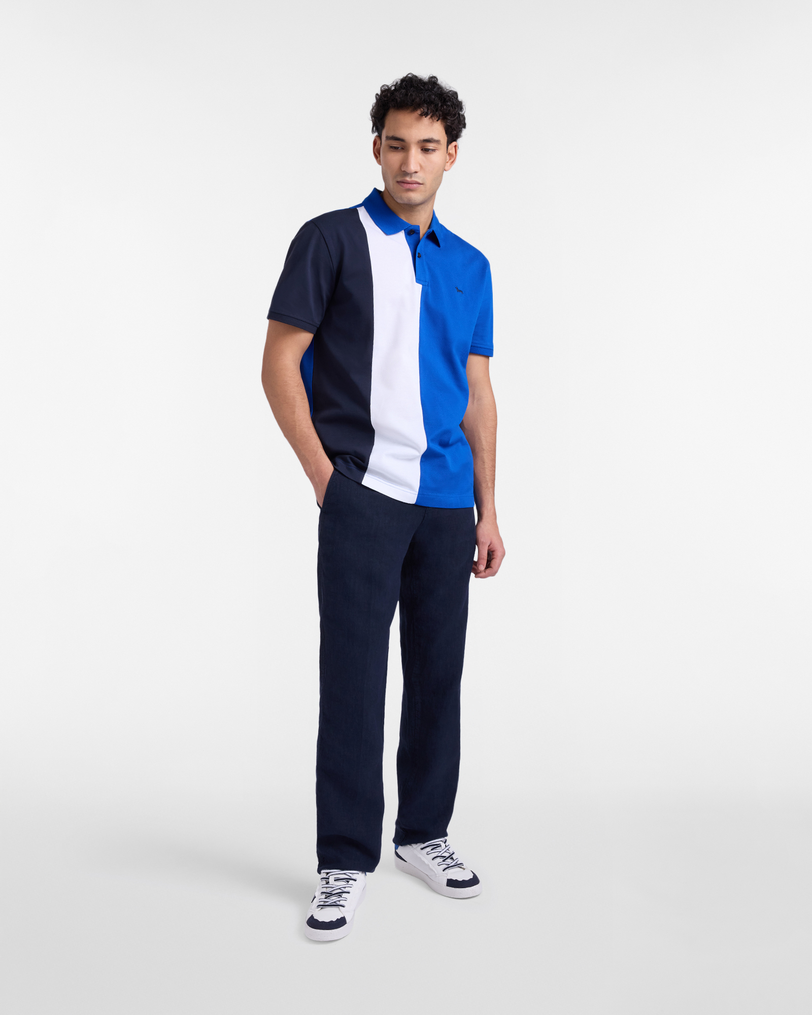 Men's color block piqu&eacute; polo shirt, Blue, large image number 3