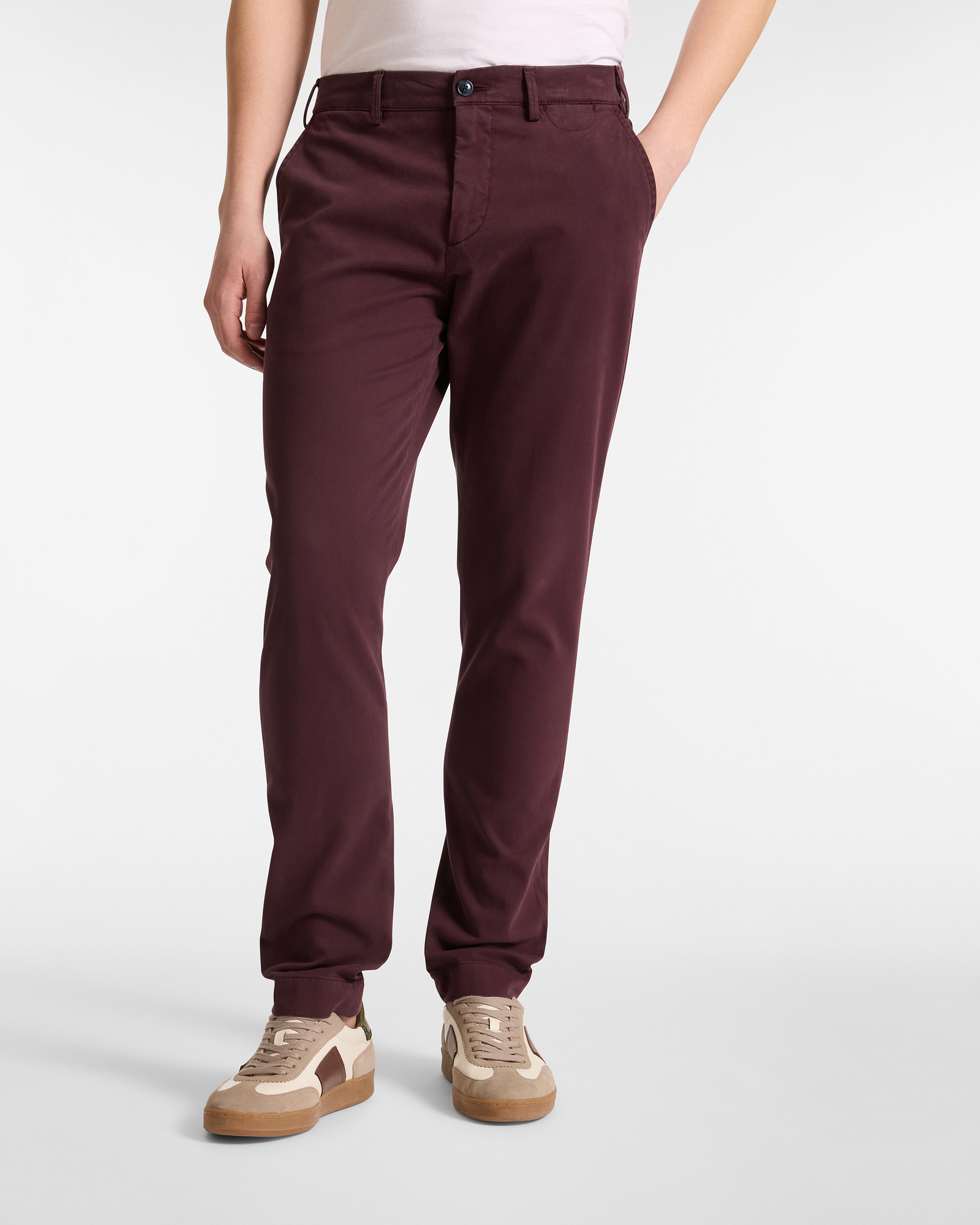 Narrow Fit Chino Trousers, Dark Red, large