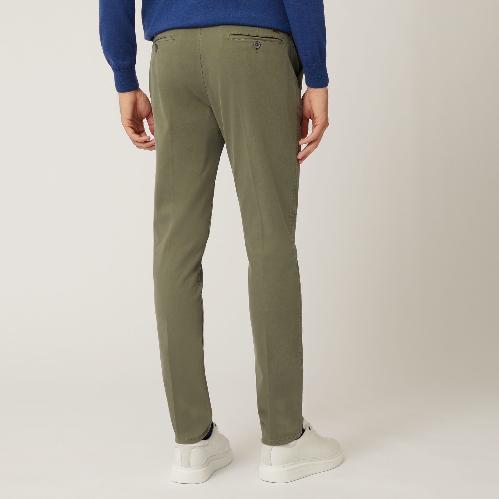 Pantalone Chino Narrow In Cotone Stretch, Verde Oliva, large image number 1