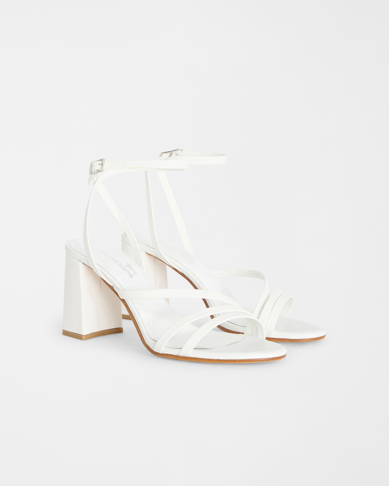 High-heeled leather sandal