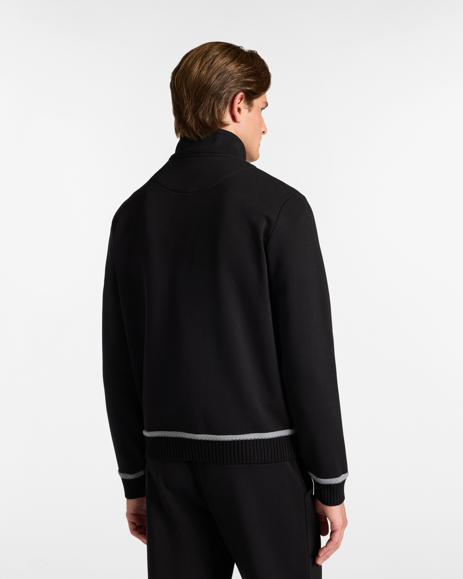 Sudadera con Cremallera Completa, Cuello Alto y Volante de Canalé