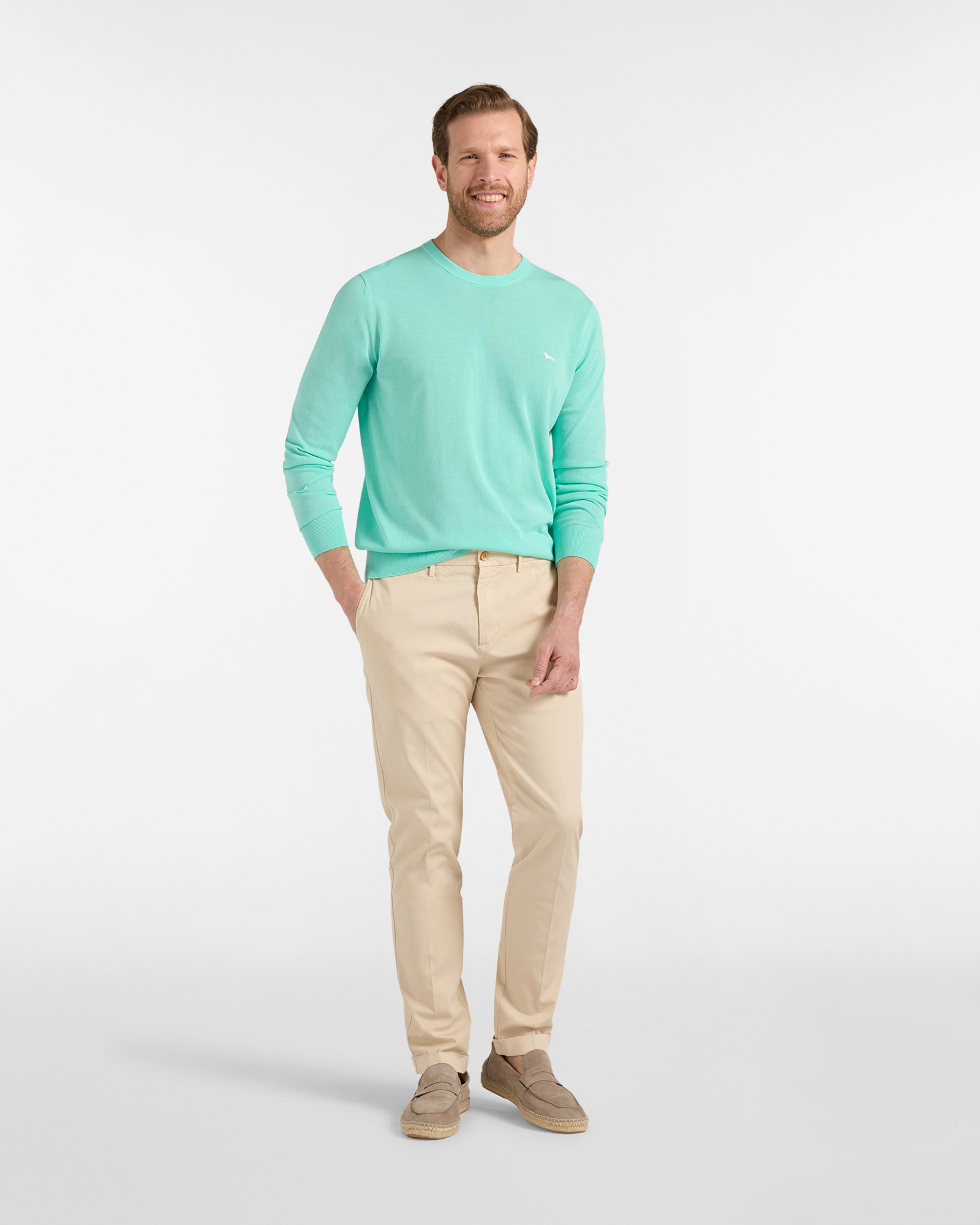 Cotton crewneck pullover, Green, large image number 3