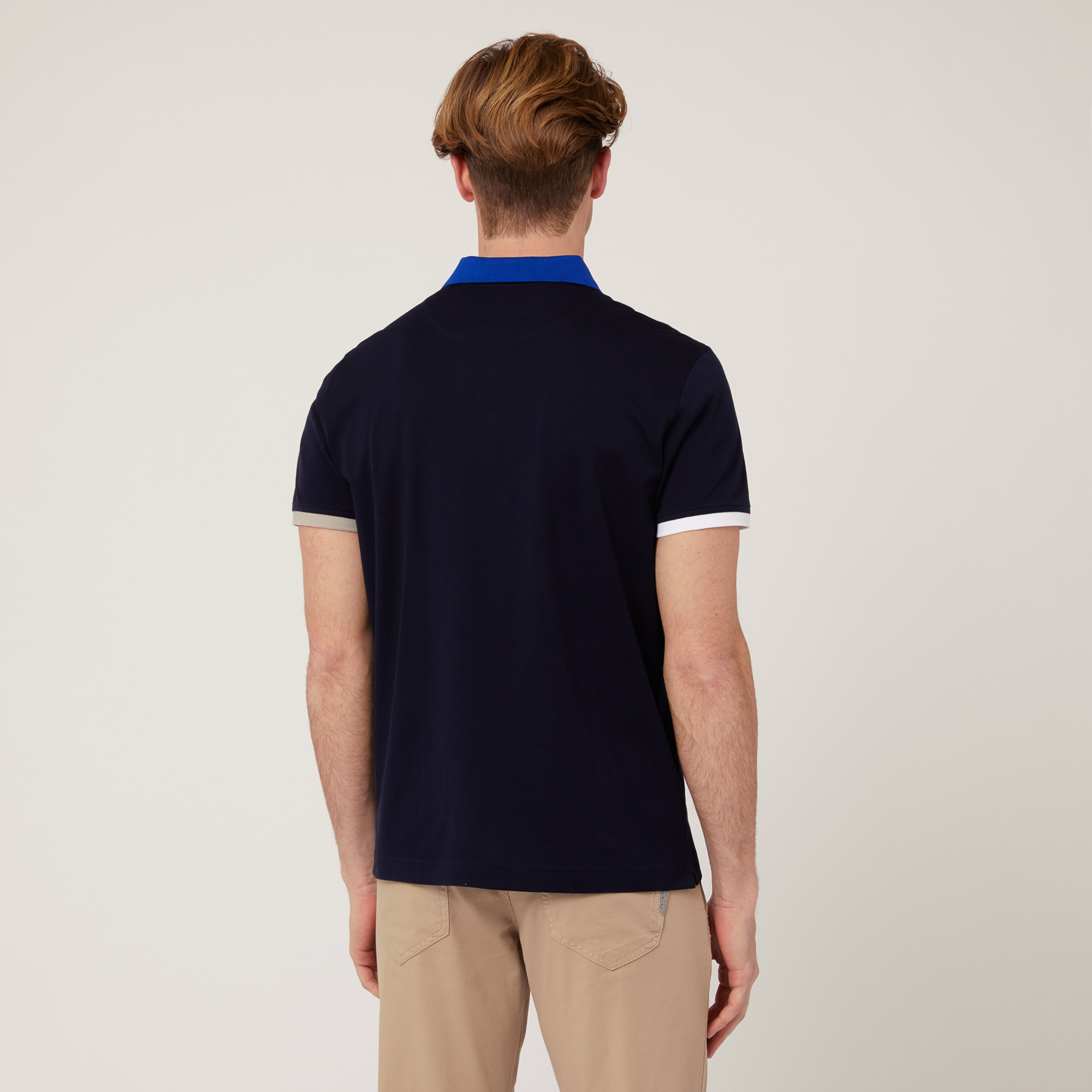 Baumwoll-Poloshirt mit Kontrastfarben, Blau, large image number 1