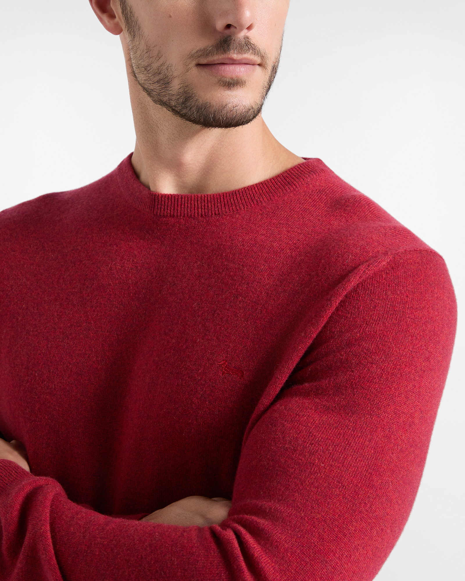 Maglia Uomo in 100% puro cashmere Regular Fit Made in Italy, ROSSO MATTONE, large
