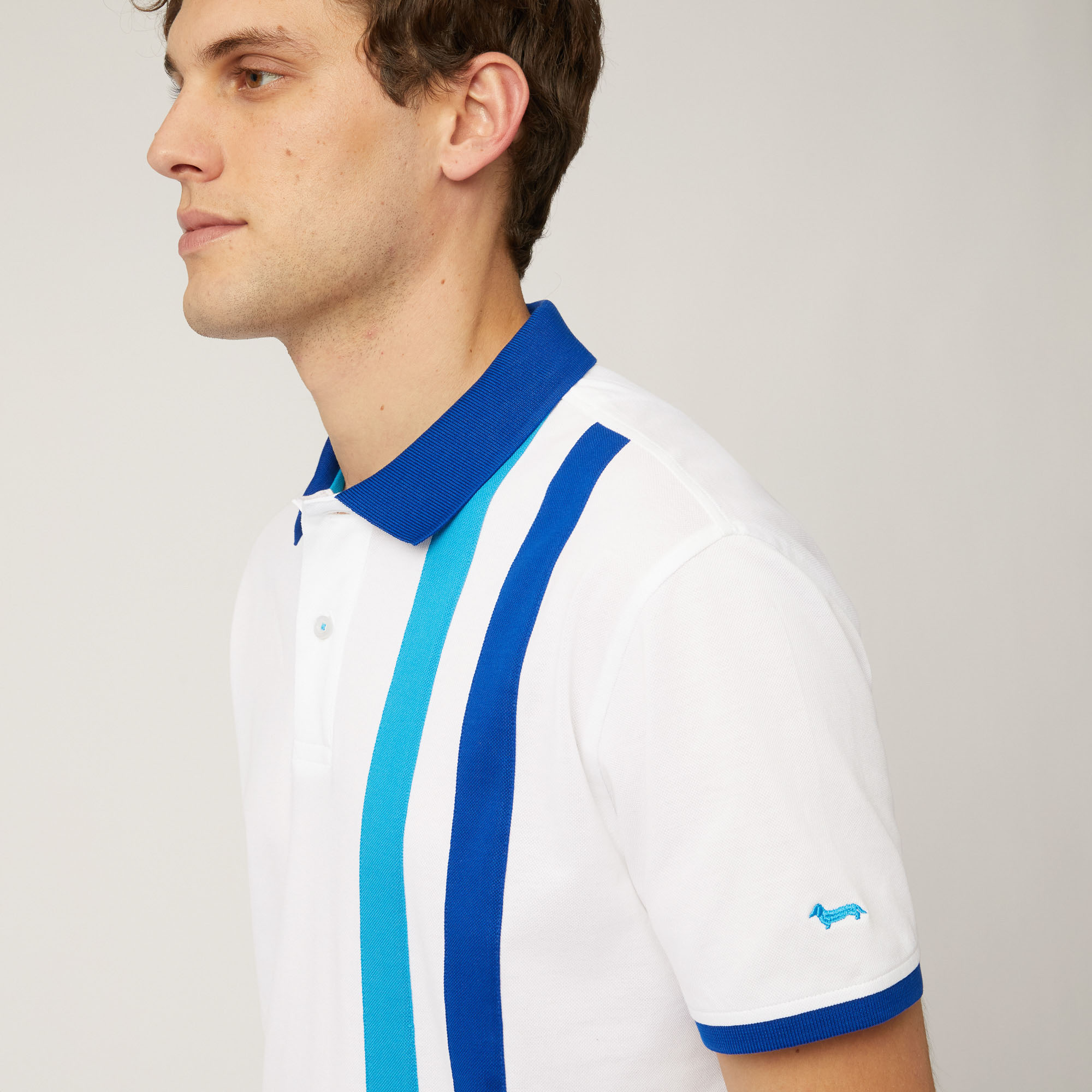 Polo with Contrasting Bands, White, large image number 2