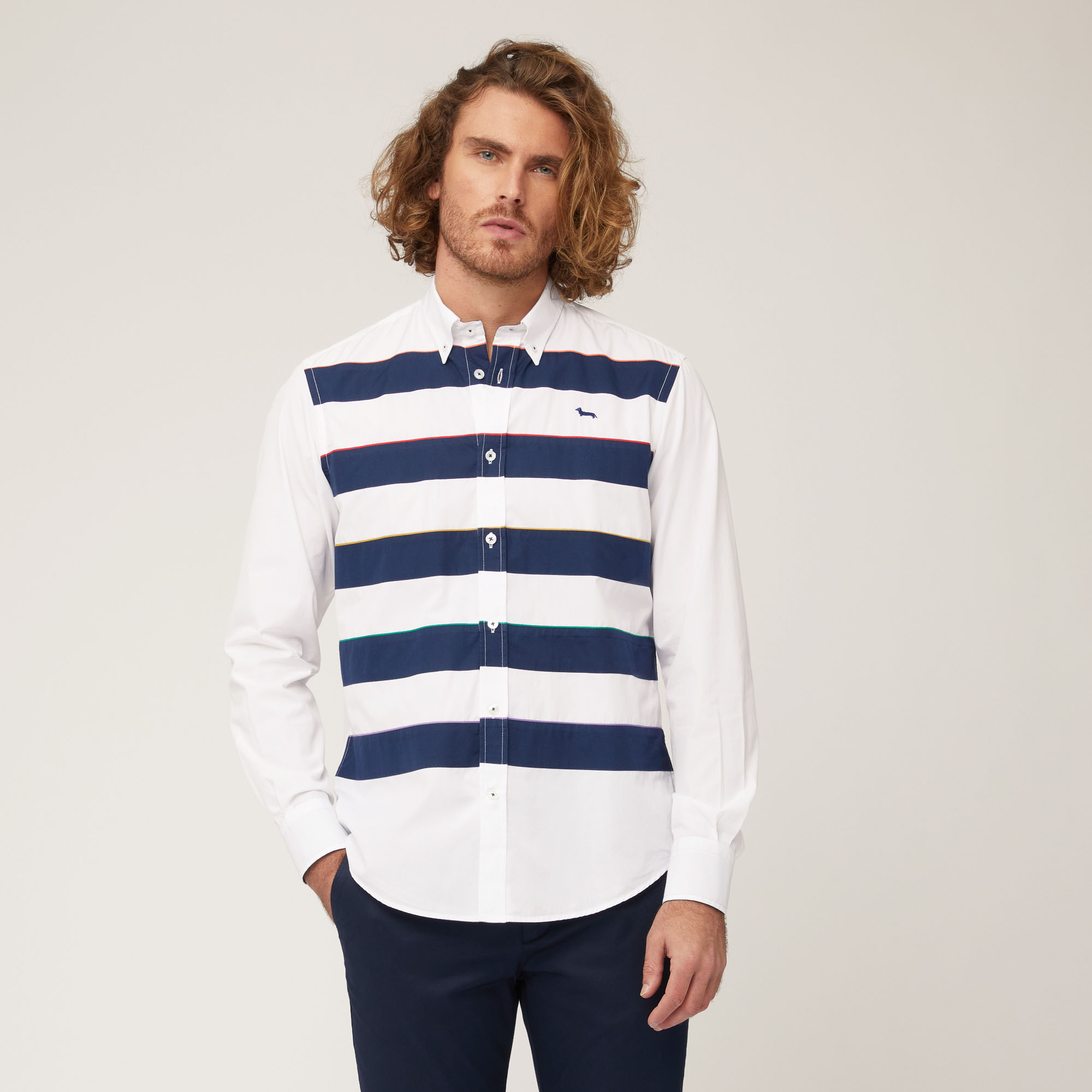 Camisa de algodón con franjas horizontales