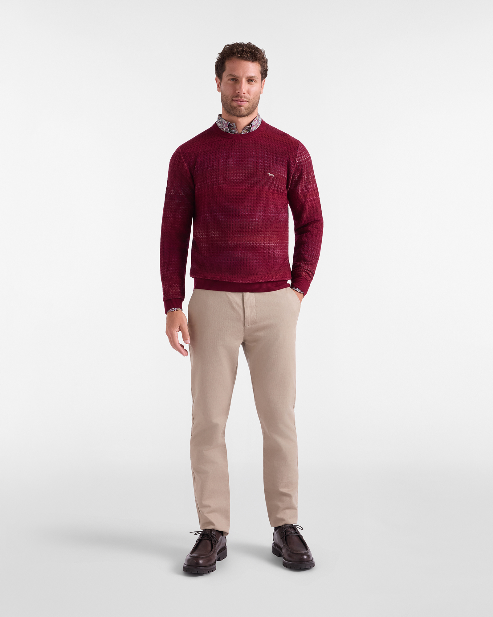 Maglia Uomo in 100% pura lana Regular Fit Made in Italy, INDIAN ROSE, large