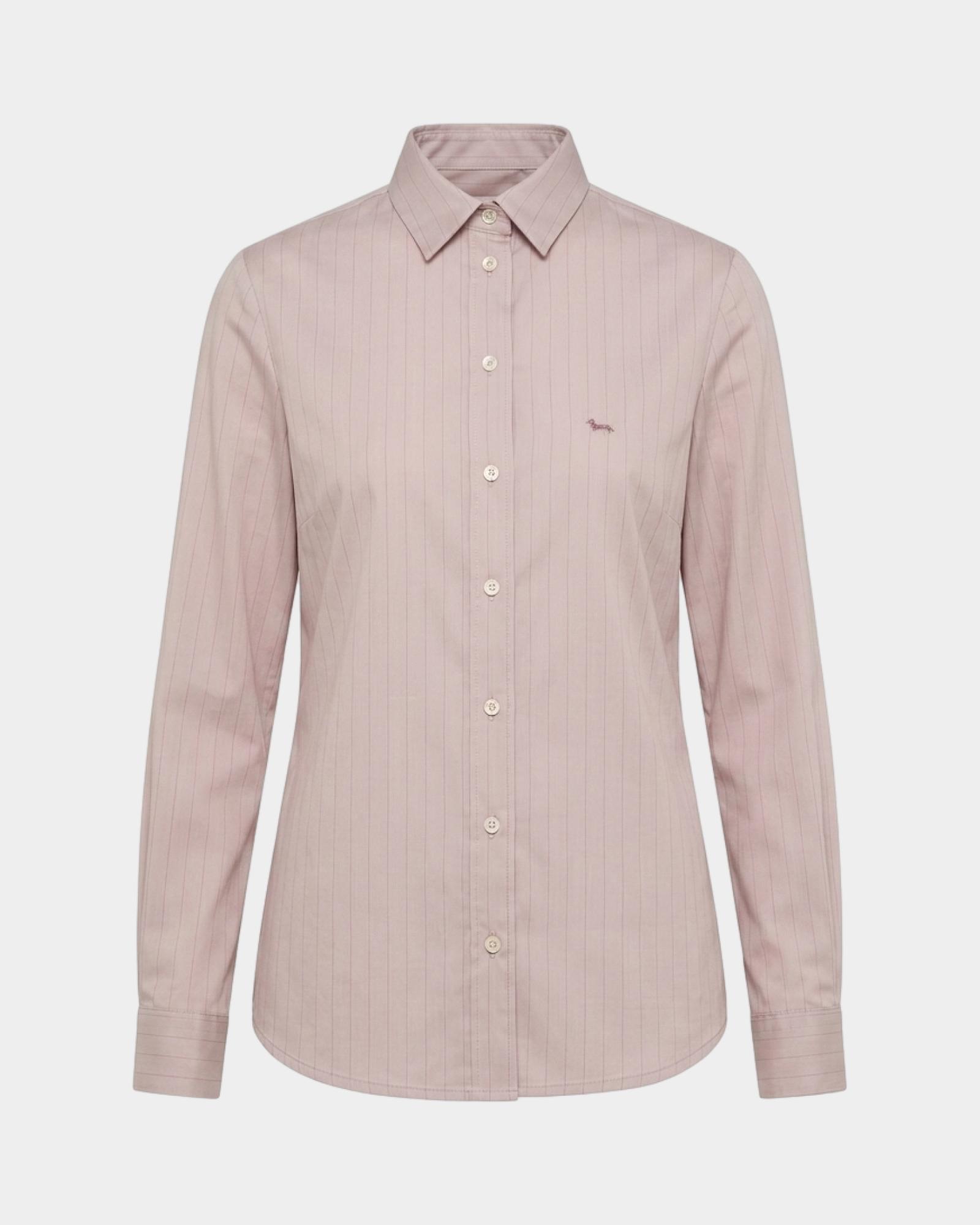 Chemise femme en tissu fluide &agrave; rayures sable, BEIGE, large