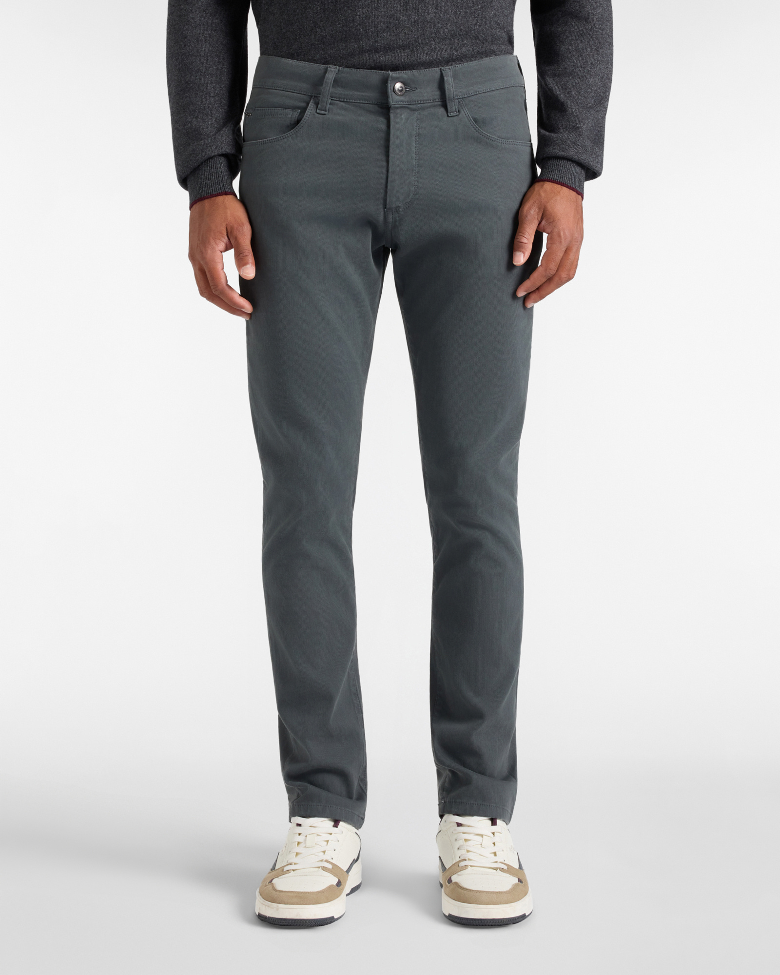 Men&rsquo;s slim-fit gray stretch cotton 5-pocket jeans Made in Italy