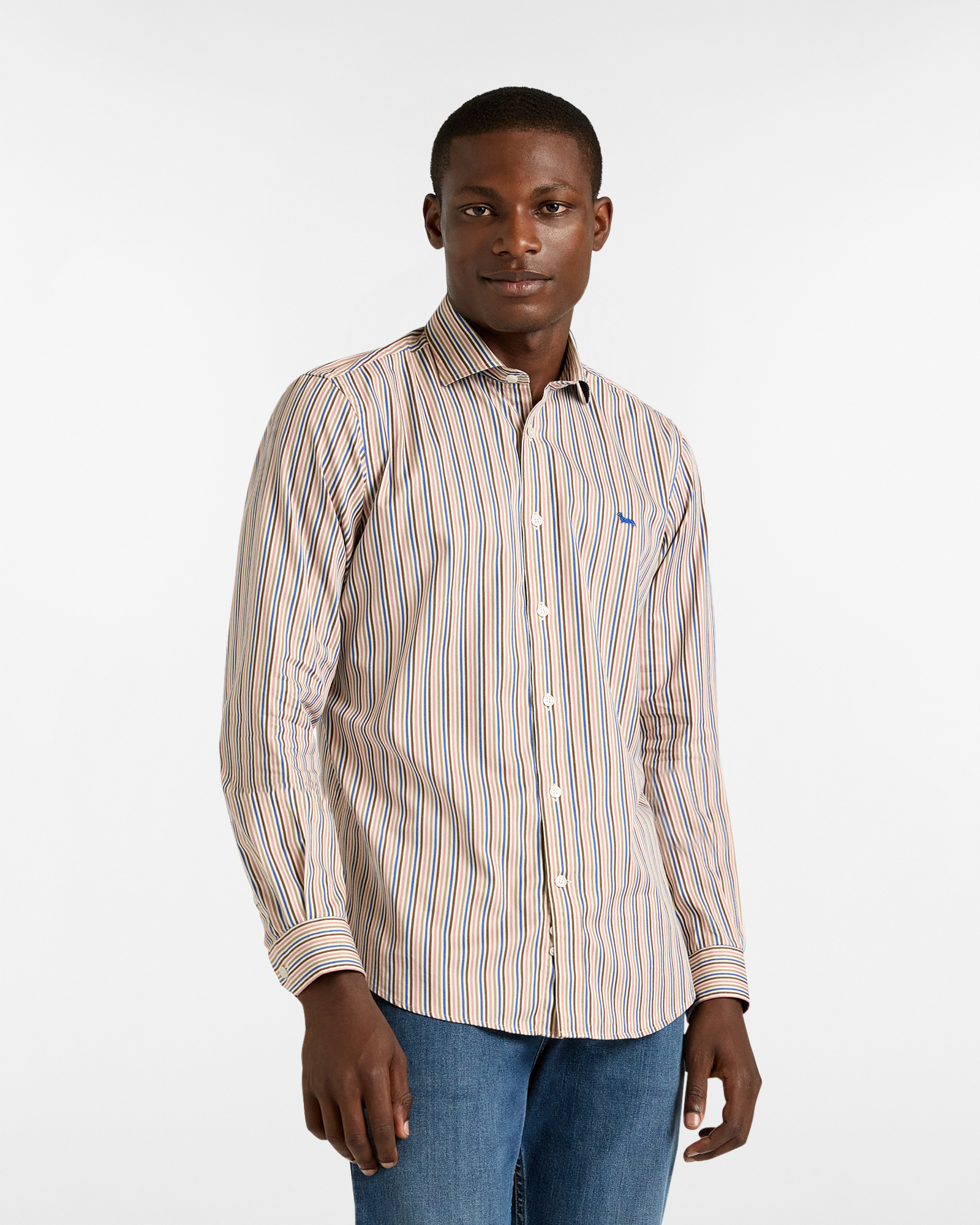 Narrow Striped Shirt, Antique Pink, large