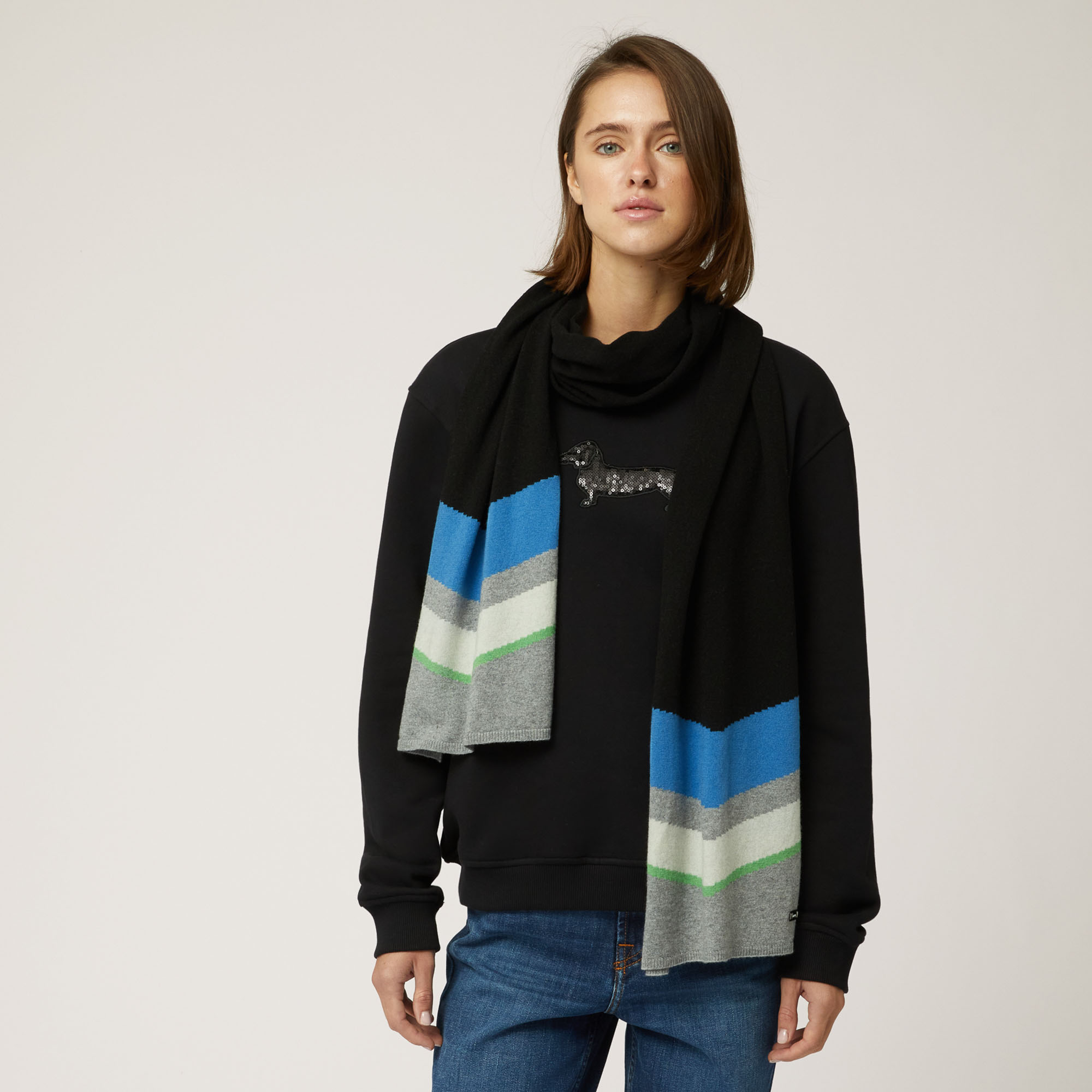Maxi Chevron Motif Knitted Scarf, Unique Variant, large image number 2
