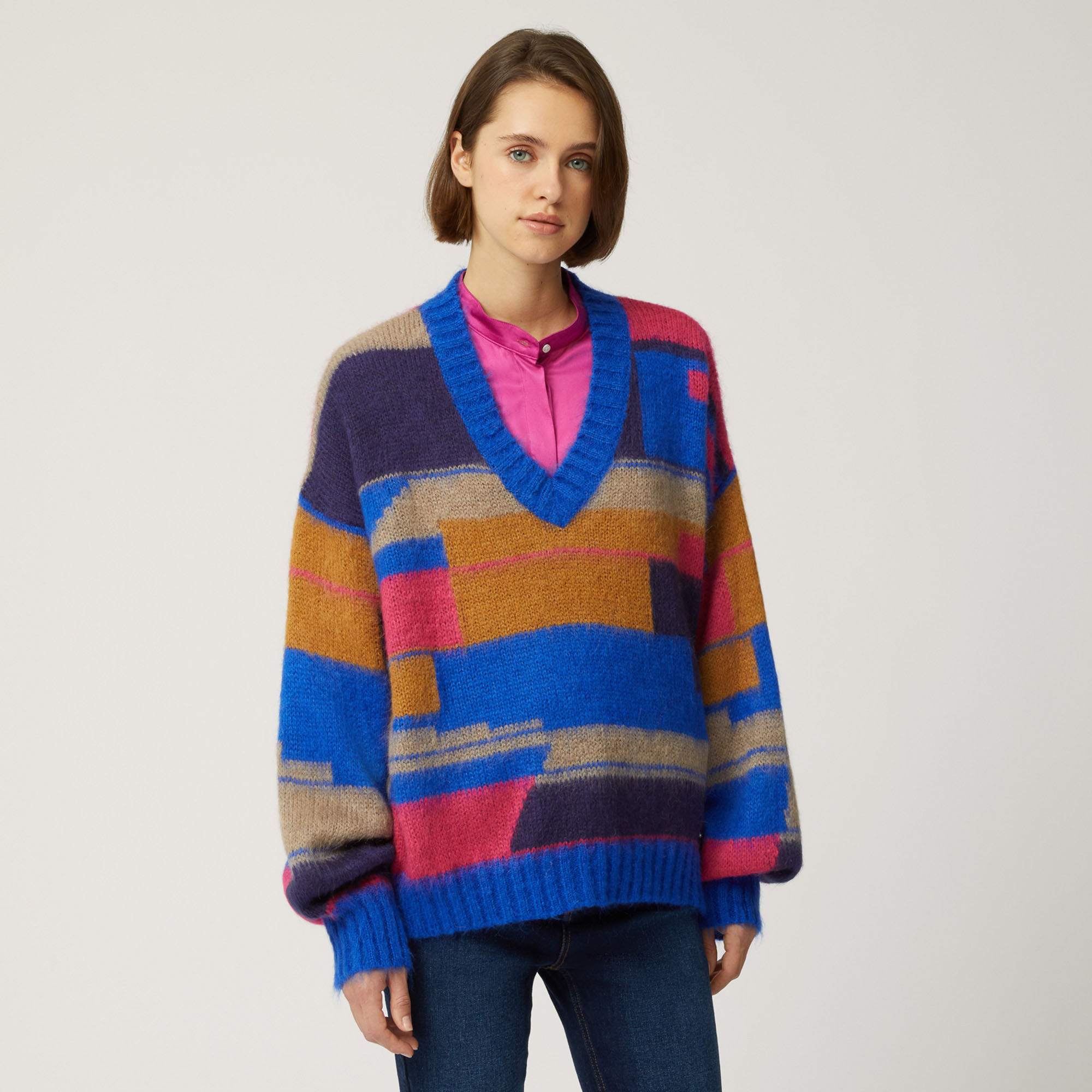 Pullover Color Block Art Academy, Fuxia, large